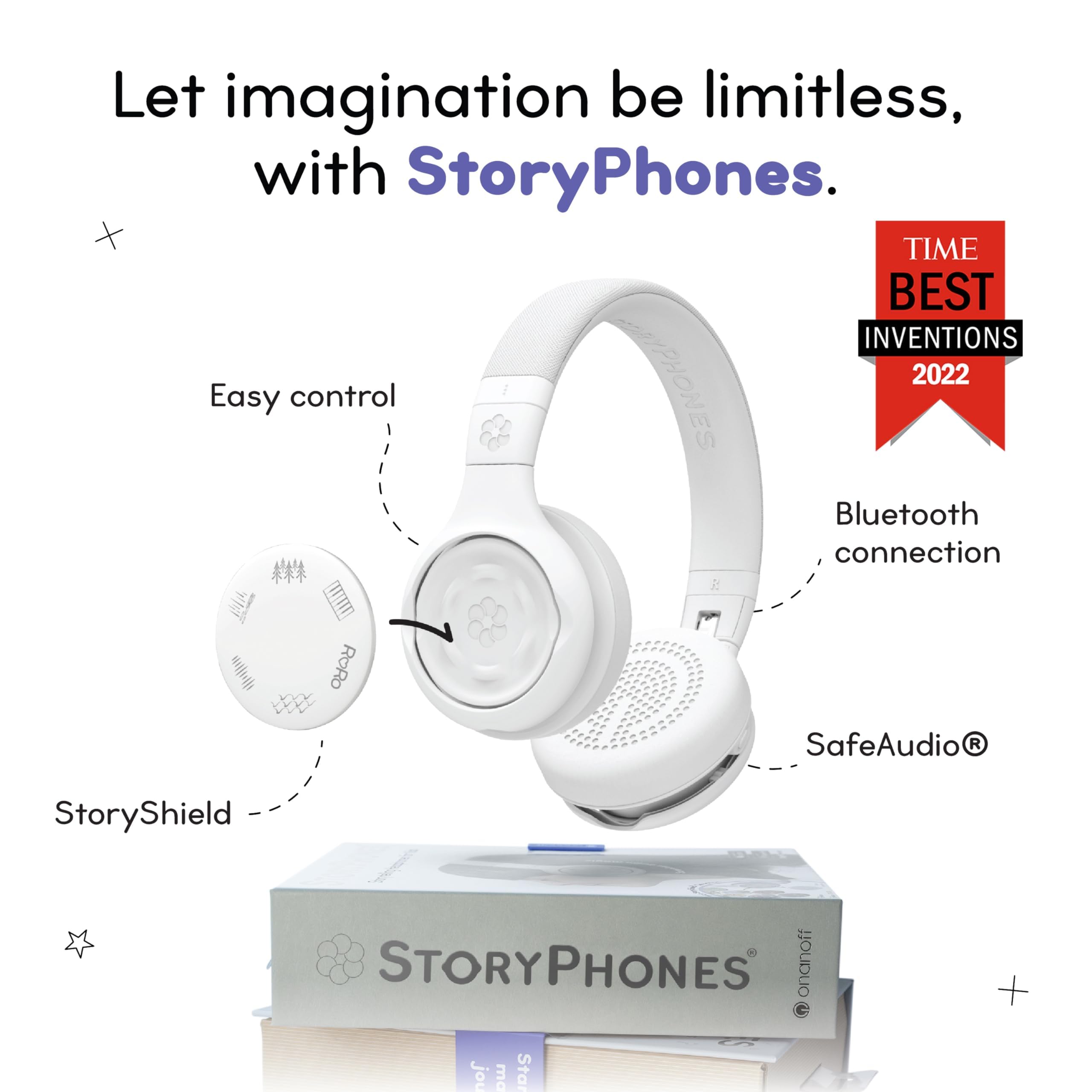 StoryPhones Storytelling Headphones for Kids - Screen-Free Entertainment Experience for Stories, Music and Boost Creativity, Grey