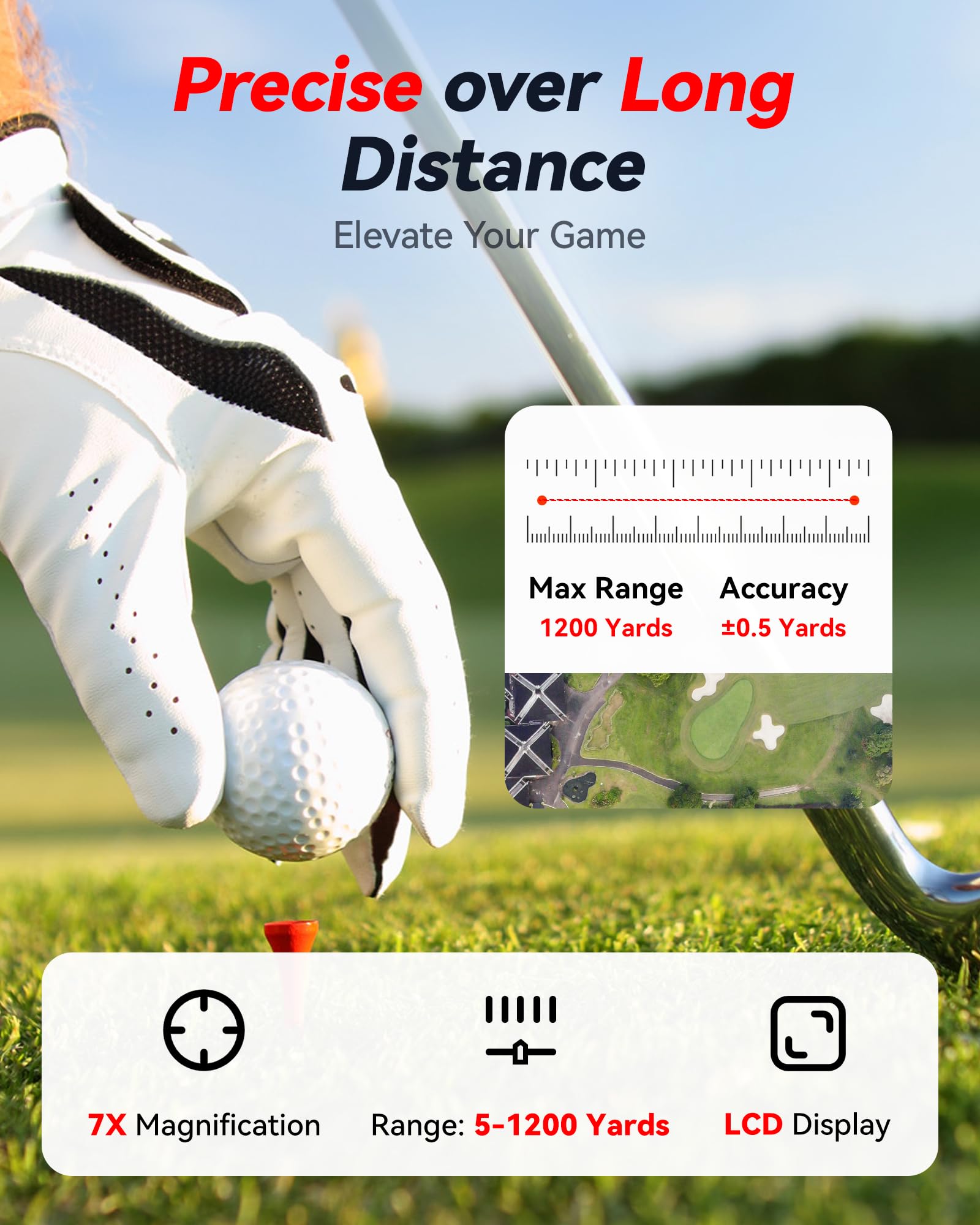 REDTIGER Golf Rangefinder with Slope, 1200 Yards Laser Range Finder Golfing, 7X Magnification, Flag Pole Locking Vibration, Rechargeable Range Finders with Magnet Stripe