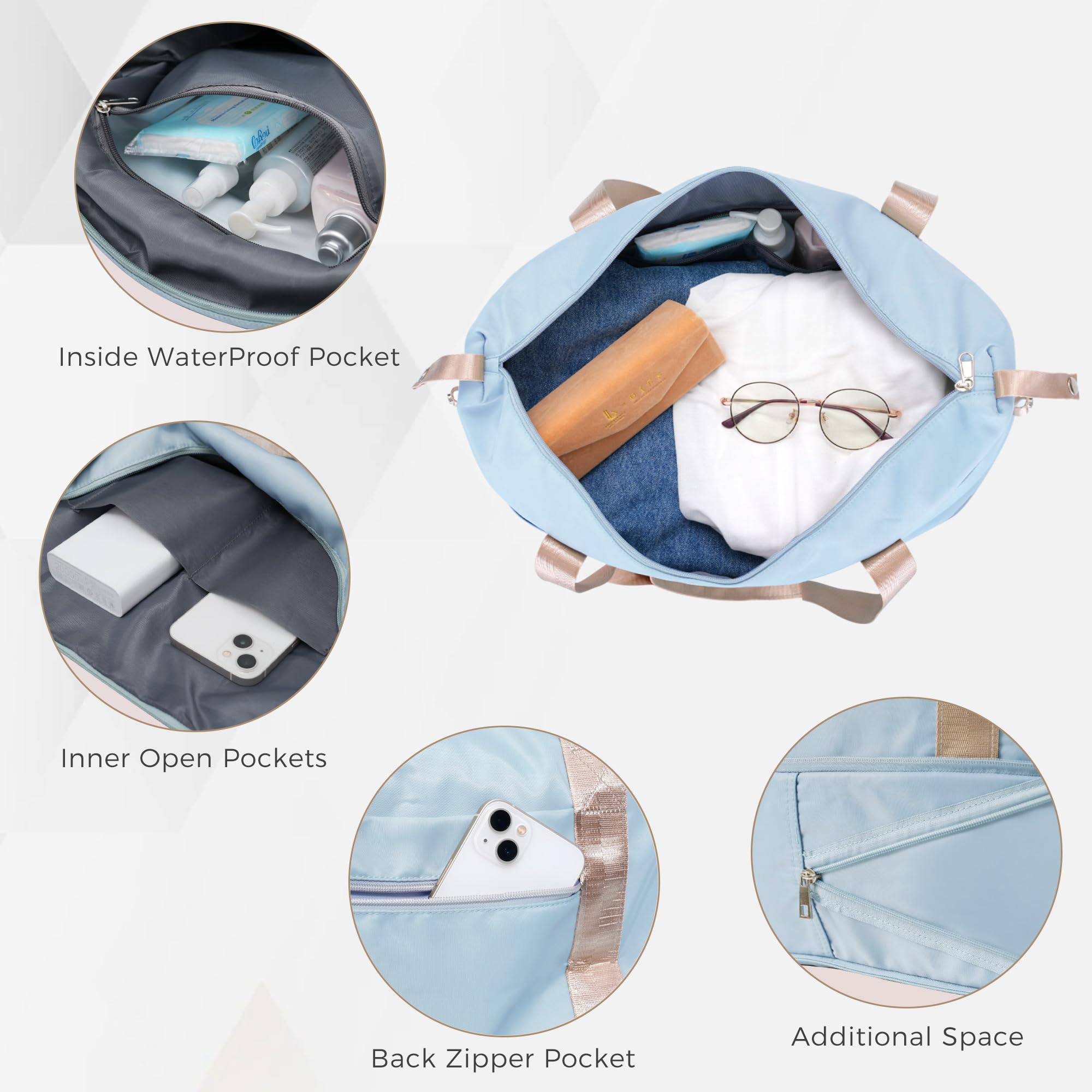 Merax 3 Pcs ABS Hardside Luggage Sets TSA Lock Spinner Wheel Suitcases, Pearly White, 20/24/28 Inch