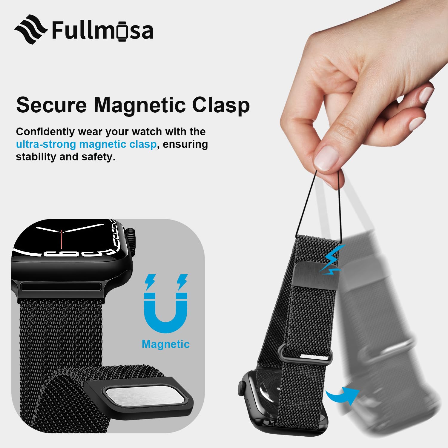 Fullmosa Compatible with Apple Watch Band 49mm 46mm 45mm 44mm 42mm 41mm 40mm 38mm Women Men, Stainless Steel Milanese Loop Replacement iWatch Bands Ultra 2/1 Series 10 9 8 7 6 5 4 3 2 1 SE