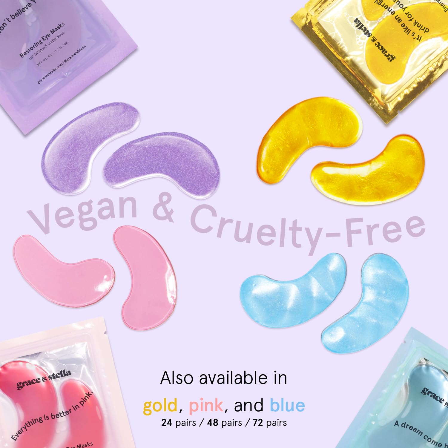 grace & stella Under Eye Masks for Dark Circles (Purple, 24 Pairs) - Gel Eye Mask with Retinol - Restoring Under Eye Patches for Puffy Eyes and Dark Circles - Vegan Cruelty-Free