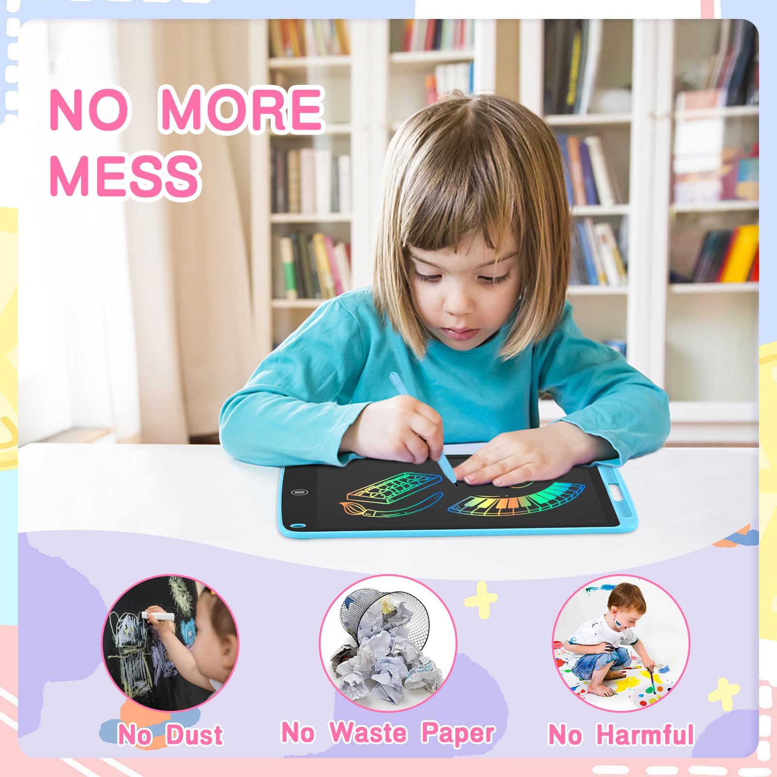 cimetech 2 Pack LCD Writing Tablet for Kids Toys, Colorful Drawing Tablet Doodle Board Writing Pad for Toddler Gifts, Kids Travel Essentials, Christmas Stocking Stuffers for 3-12 Years Boys Girls