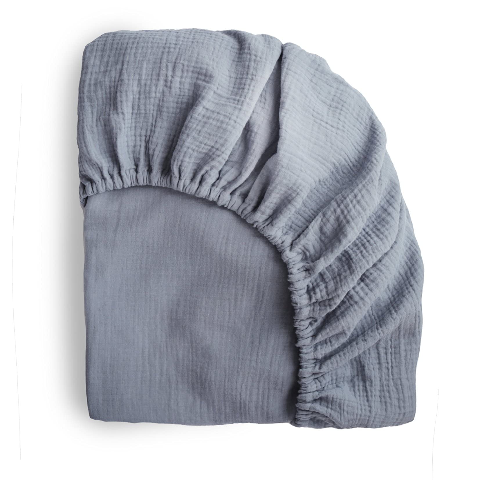 mushie Extra Soft Muslin Fitted Crib Sheet | 192 Thread Count | 28"x 52" (Fog)