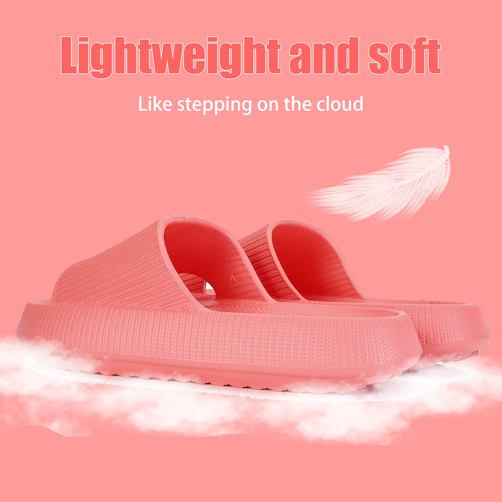 rosyclo Cloud Slippers for Women and Men, Pillow House Slippers Shower Shoes Indoor Slides Bathroom Sandals, Ultimate Comfort, Lightweight, Thick Sole, Non-Slip, Easy to Clean