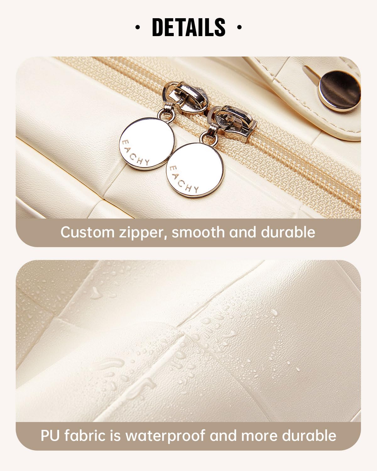 EACHY Travel Makeup Bag,Large Capacity Cosmetic Bags for Women,Waterproof Portable Pouch Open Flat Toiletry Bag Make up Organizer with Divider and Handle