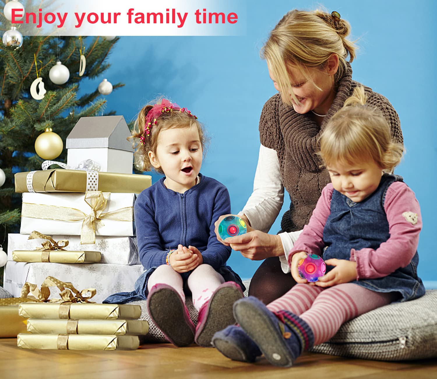 Vdealen Magic Rainbow Puzzle Ball- Fidget Ball Puzzle Game- Brain Teaser Toy for Boys & Girls- Birthday Party Christmas Easter Gift Stocking Stuffers Toy for Kids Teens Adults- 2 Pack