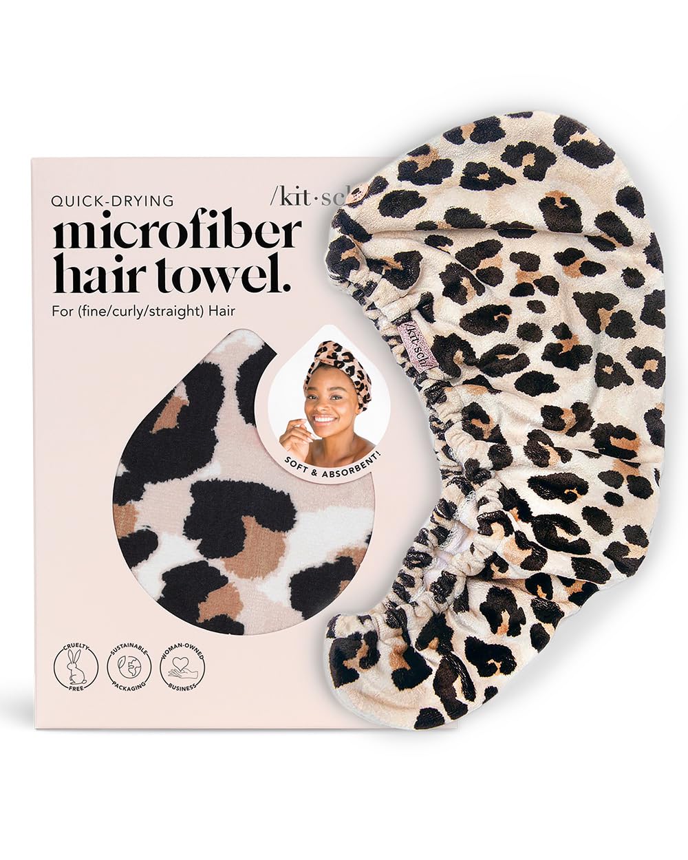 Kitsch Microfiber Hair Towel Wrap - Quick Dry Curly Hair Wraps for Women Wet Hair | Microfiber Towel for Hair | Hair Drying Towel Wrap | Hair Towels for Women | Hair Turban for Wet Hair (Blush)