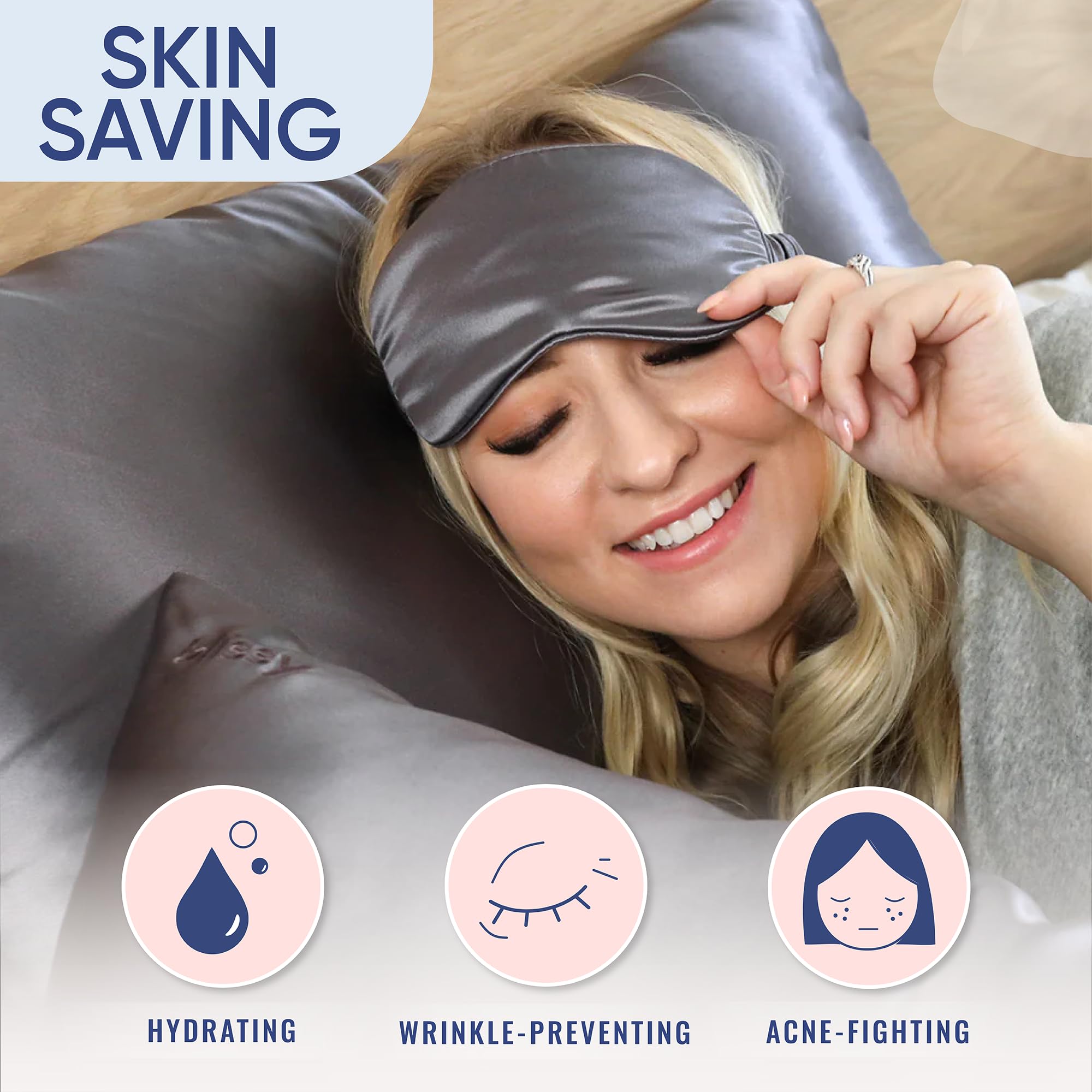 Blissy Silk Pillowcase - 100% Pure Mulberry Silk - 22 Momme 6A High-Grade Fibers - Silk Pillow Cover for Hair & Skin - Regular, Queen & King with Hidden Zipper (Queen, Champagne)