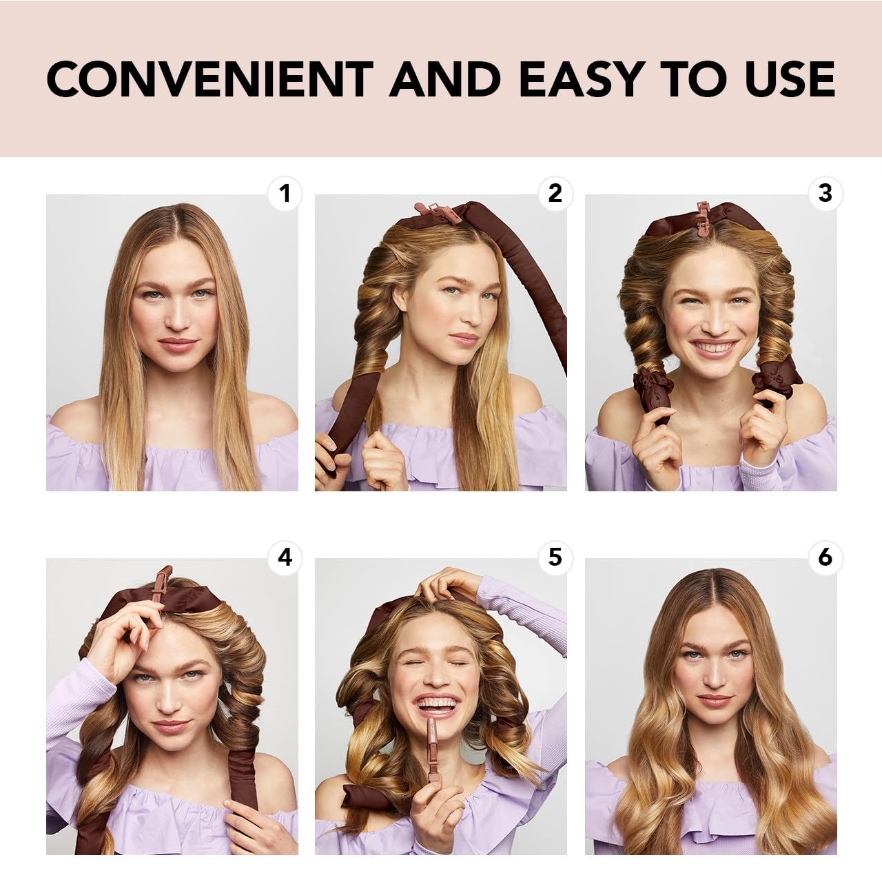 Kitsch Satin Heatless Curling Set for No-Heat Soft Curls | Overnight Hair Curlers & Curling Rod Headband, Frizz-Free Styling | Gentle Rollers for All Hair Types - 1 Pack (Charcoal)