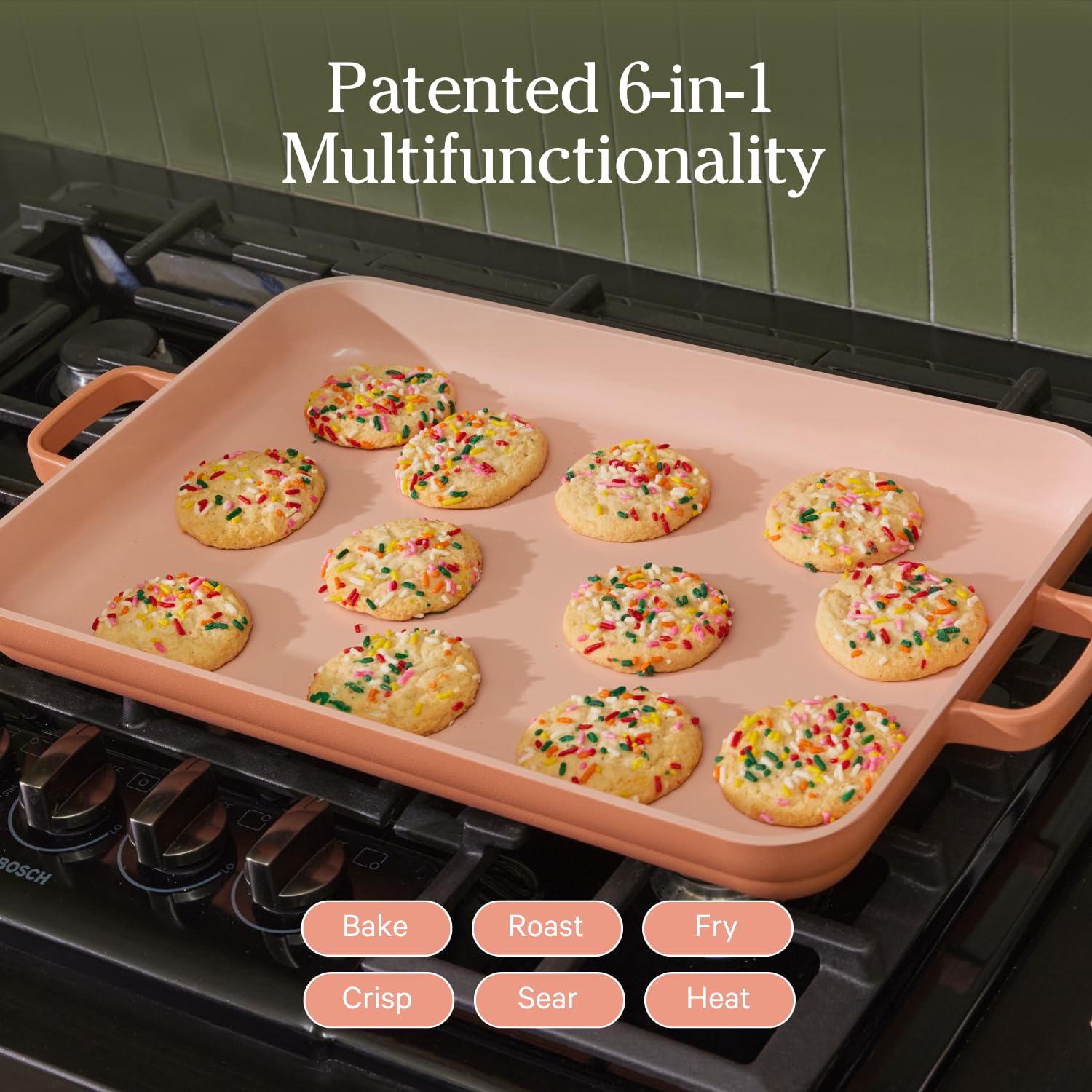 Our Place Griddle Pan - Versatile Nonstick Ceramic Sheet Pan & Stovetop Griddle | Toxin-Free, Dual-Use, with Ergonomic Handles | 5 Qt Capacity, Oven Safe up to 450°F | Char
