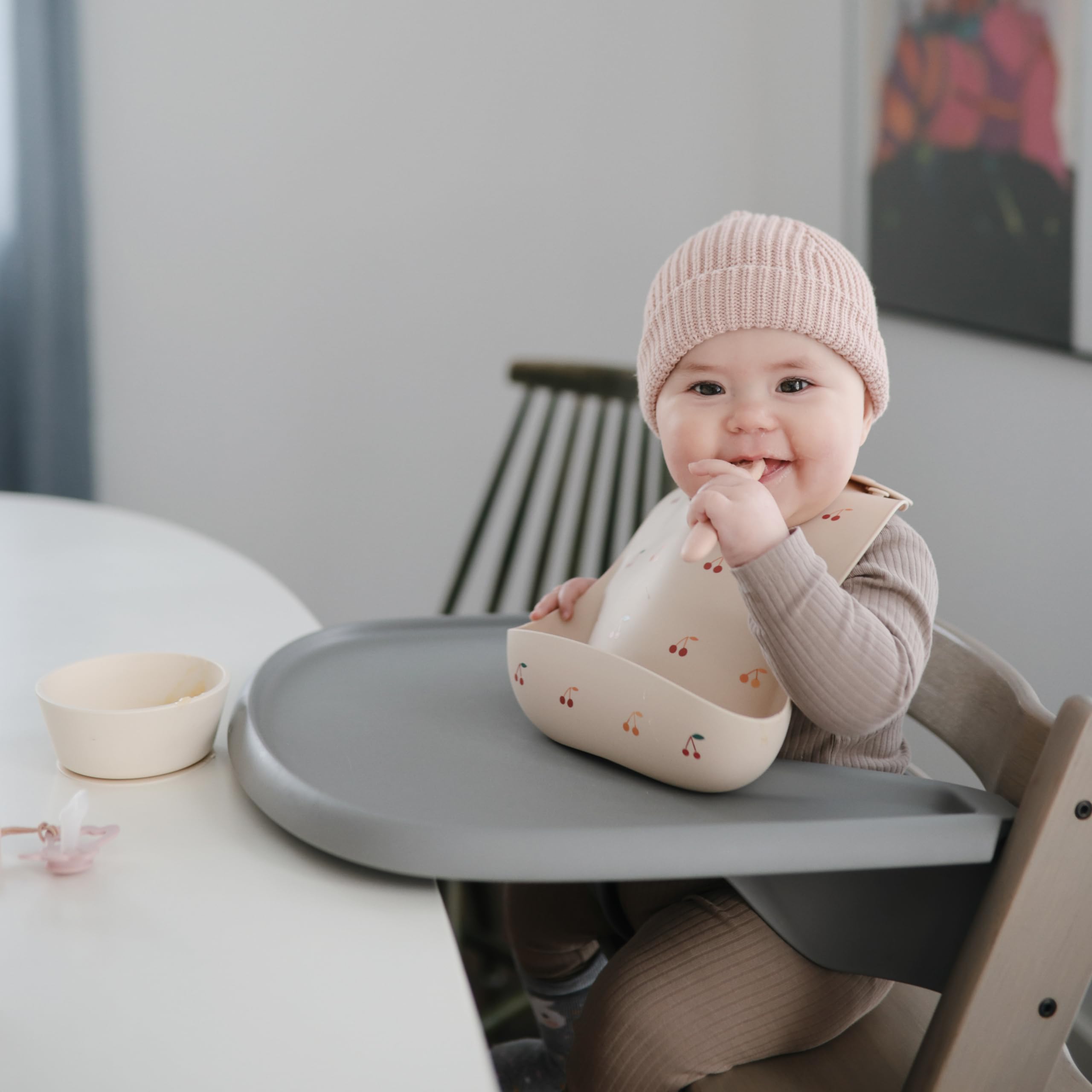 mushie Silicone Baby Bib | Adjustable Fit Waterproof Bibs (Whales)