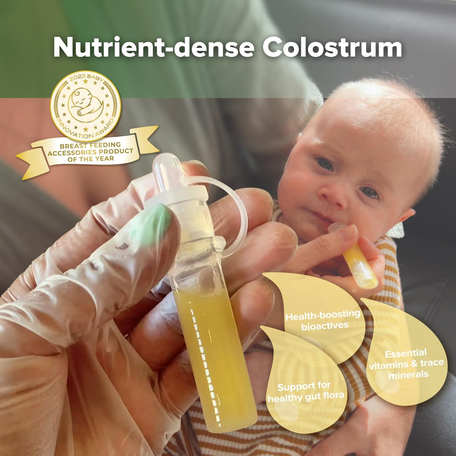 haakaa Colostrum Collector Kit Breast Milk Collector with Cotton Cloth Wipe and Storage Case, Ready-to-Use, Reusable, 4ml/6pcs