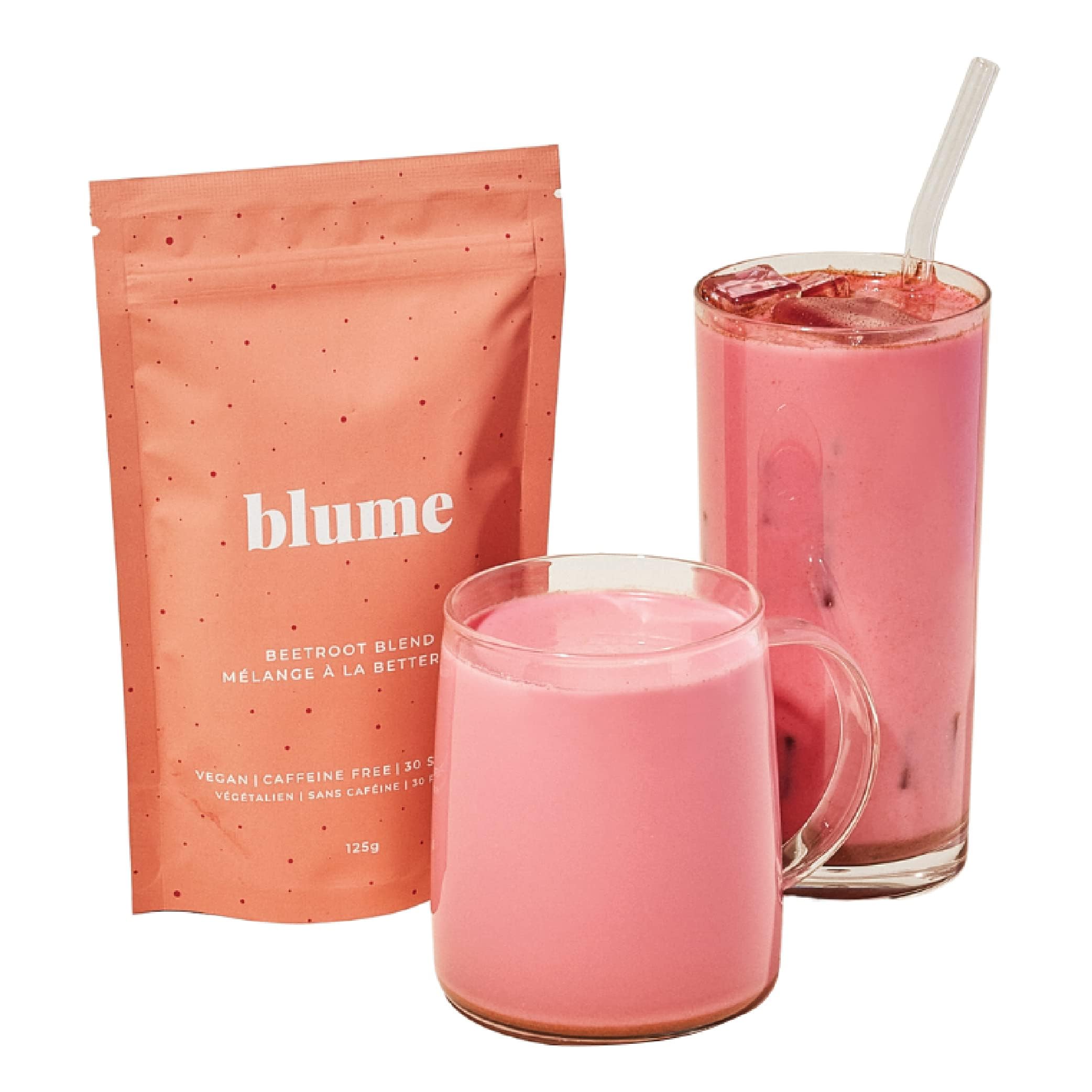 Blume Rose London Fog Latte with Zero Sugar or Caffeine - Certified Organic, Vegan and Gluten-Free - Tart Cherry & Rosehips blend rich Antioxidant & Vitamin to Ease Bloating and Boost Your Natural Glow - 30 Servings