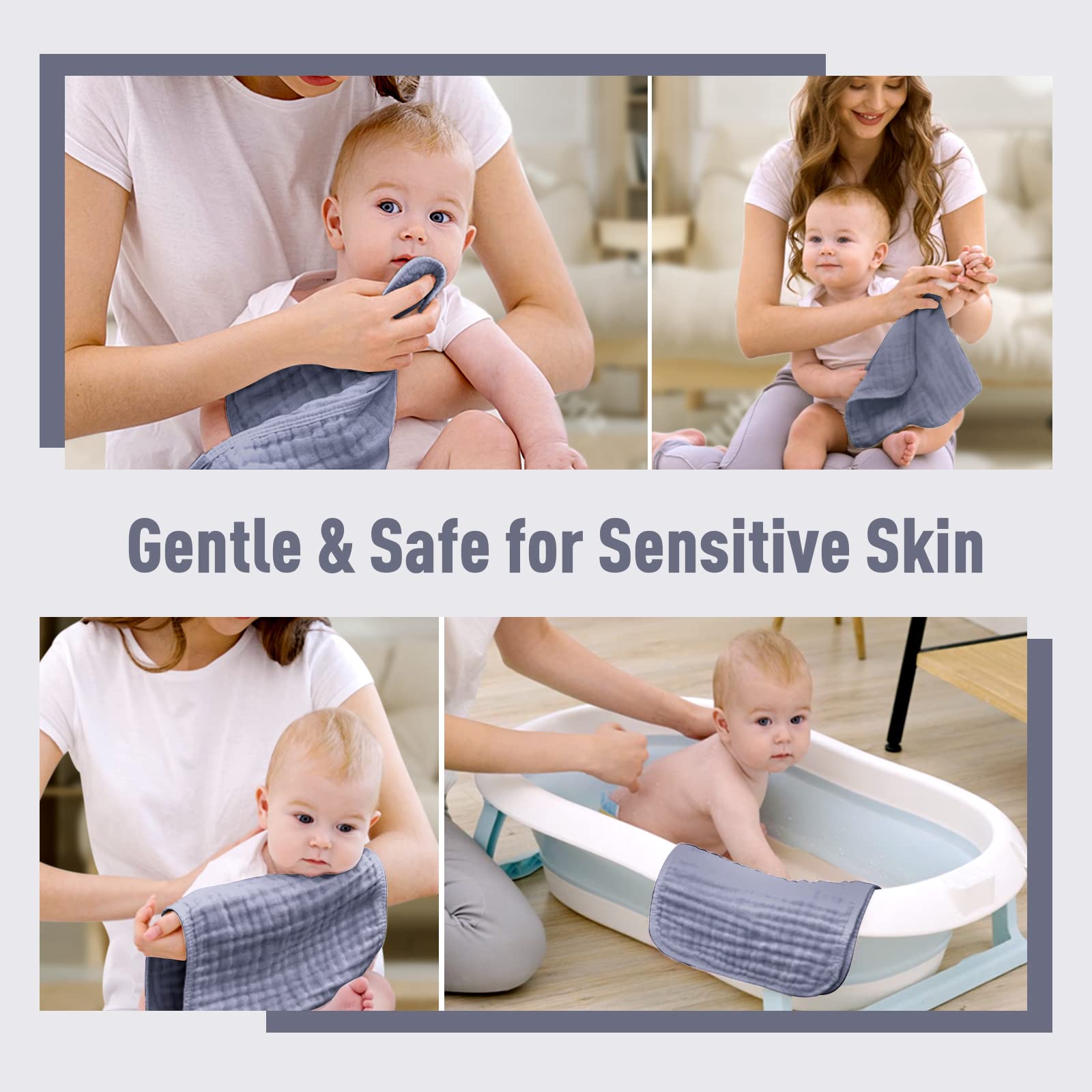 Yoofoss Muslin Burp Cloths for Baby 10 Pack 100% Cotton Baby Washcloths for Boys Girls Large 20&