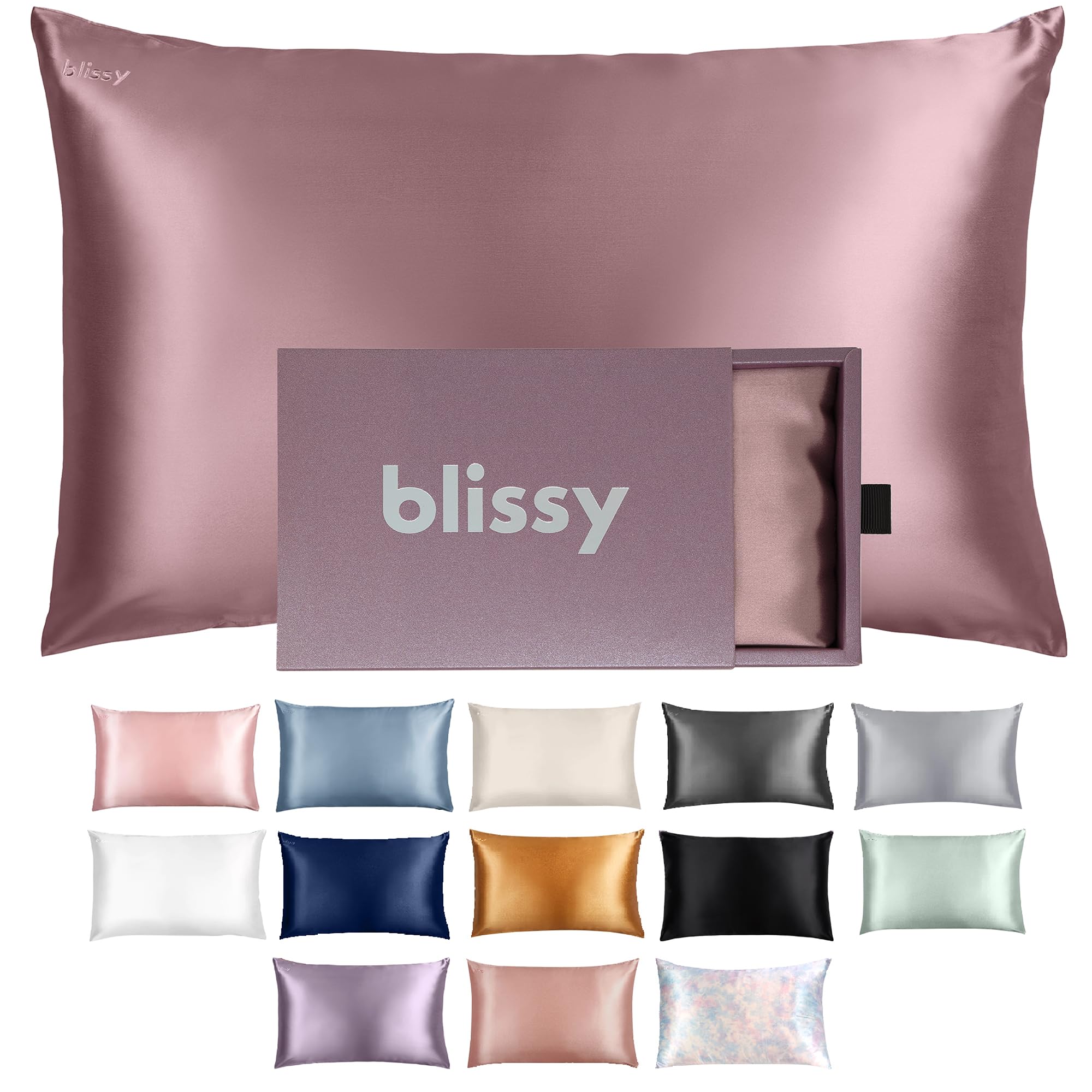 Blissy Silk Pillowcase - 100% Pure Mulberry Silk - 22 Momme 6A High-Grade Fibers - Silk Pillow Cover for Hair & Skin - Regular, Queen & King with Hidden Zipper (Standard,Blissy White)