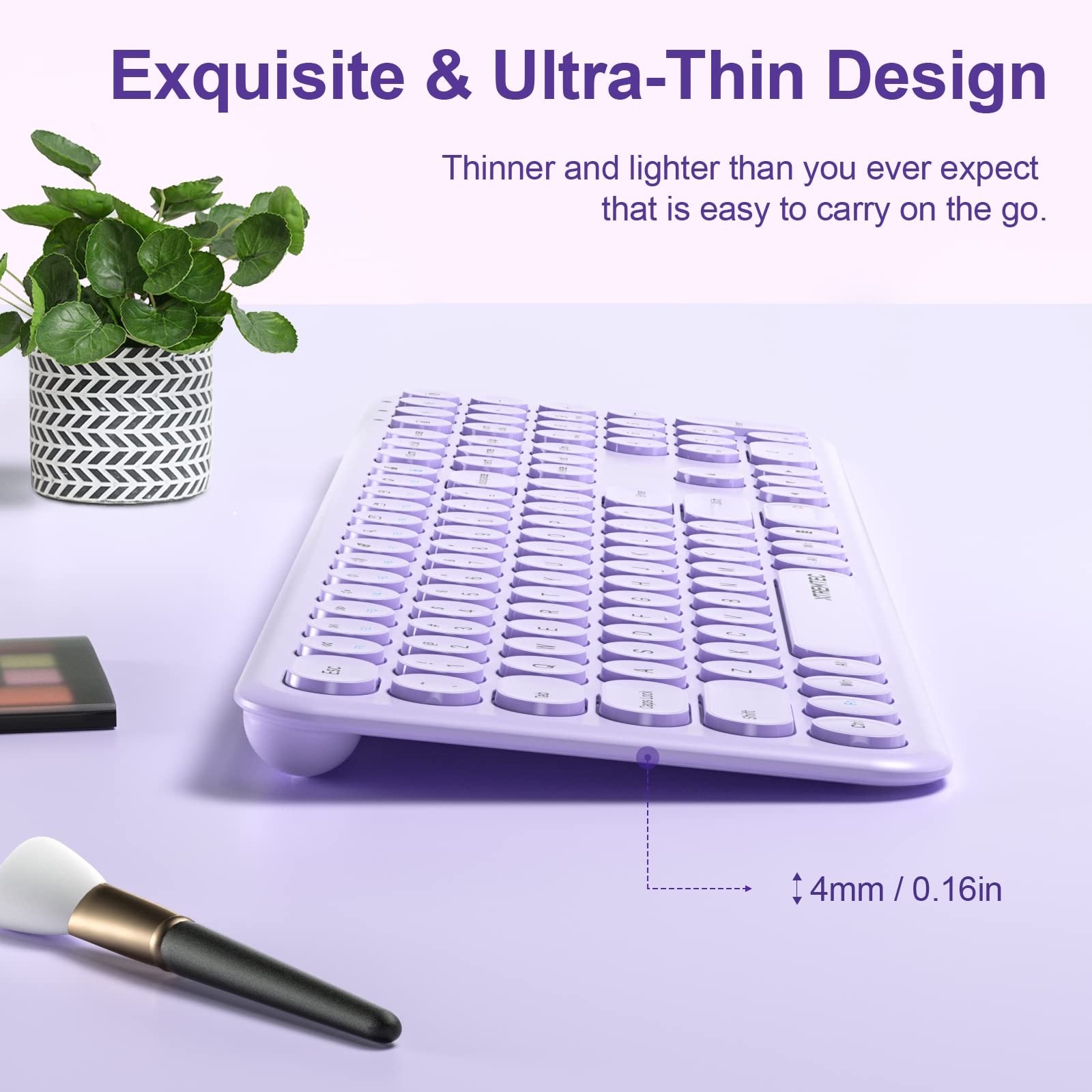 Wireless Keyboard and Mouse, XTREMTEC Cute Keyboard Retro Round Keycap - 2.4GHz Ultra-Slim Quiet Aesthetic Keyboard for Mac Computer Laptop PC Desktops (Rosegold)