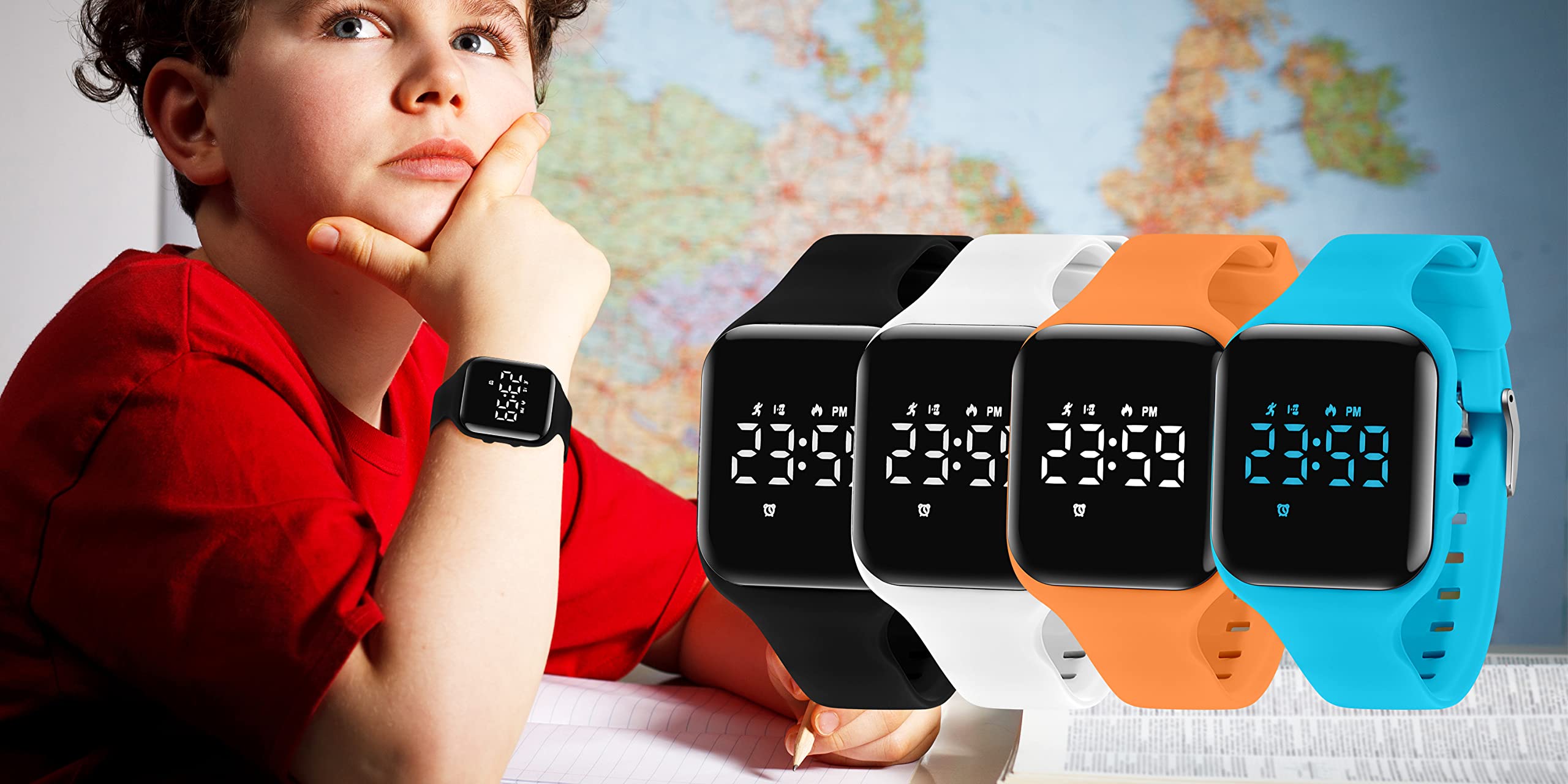 Kids Watch, No App Fitness Tracker Watch for Kids Teenager Digital Watch with Steps Counter/Distance/Calories/Alarm/Stopwatch Fitness Watch for Kids Girls Boys Gift for Teens
