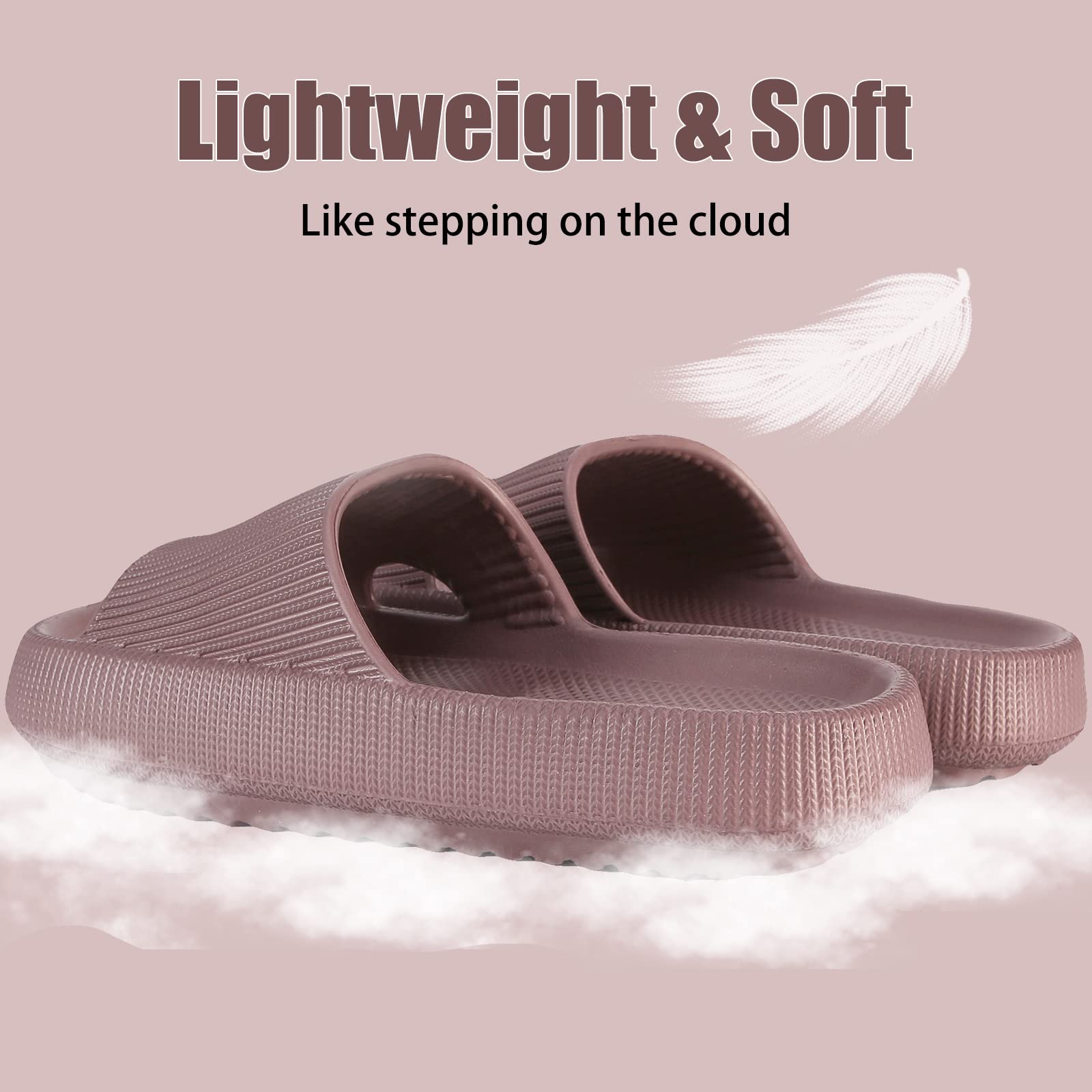 rosyclo Cloud Slippers for Women and Men, Pillow House Slippers Shower Shoes Indoor Slides Bathroom Sandals, Ultimate Comfort, Lightweight, Thick Sole, Non-Slip, Easy to Clean