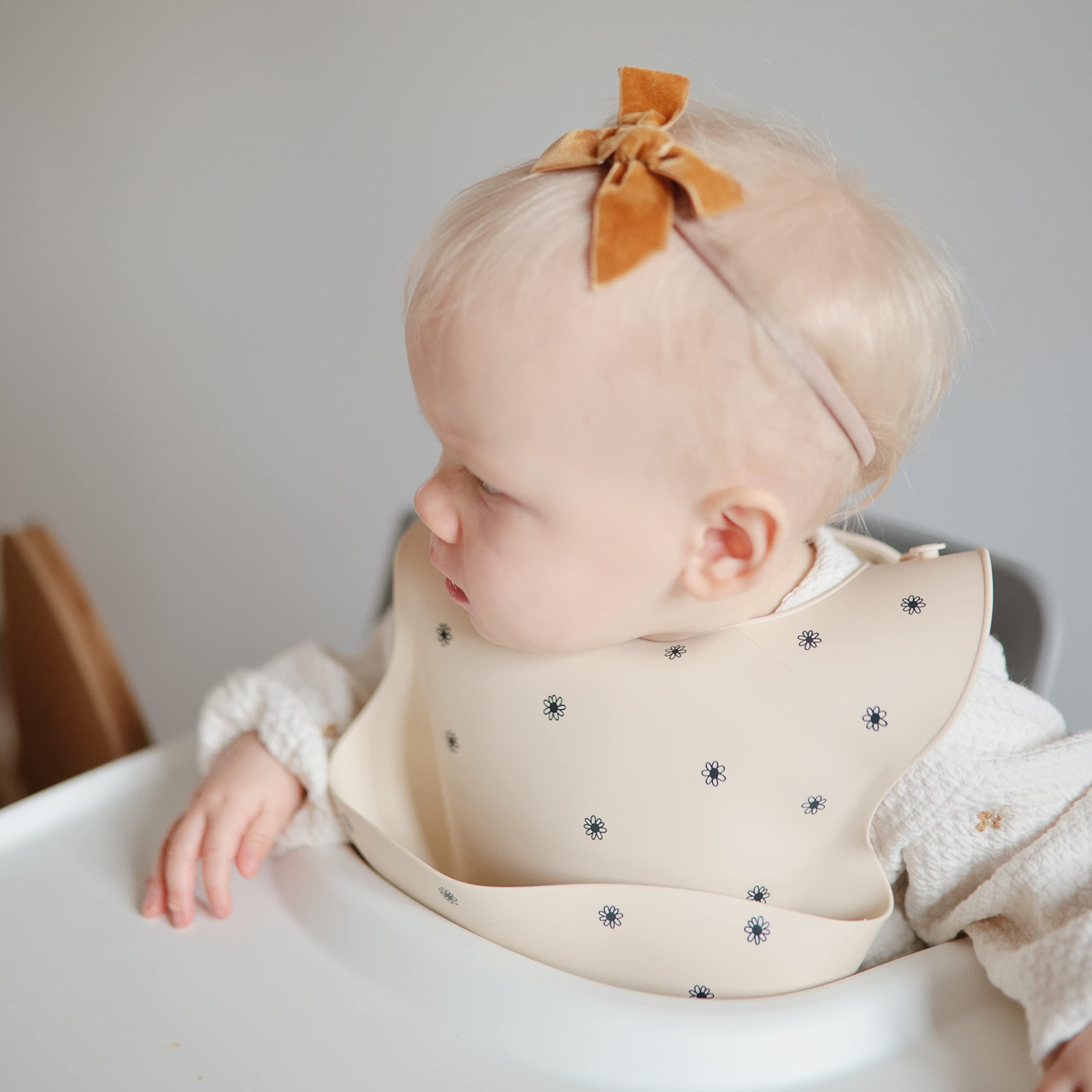 mushie Silicone Baby Bib | Adjustable Fit Waterproof Bibs (Whales)