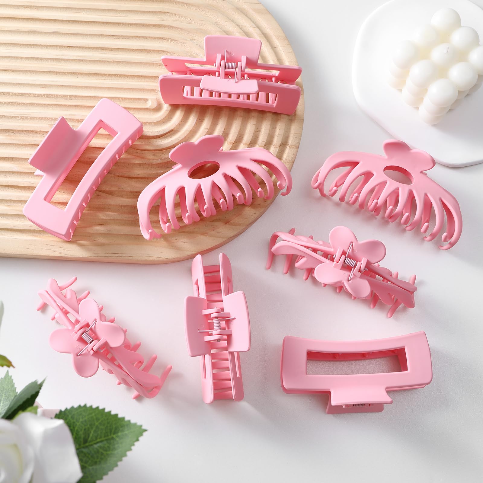 LuSeren Hair Clips for Women 4.3 Inch Large Hair Claw Clips for Women Thin Thick Curly Hair, Big Matte Banana Clips,Strong Hold jaw clips,Neutral Colors