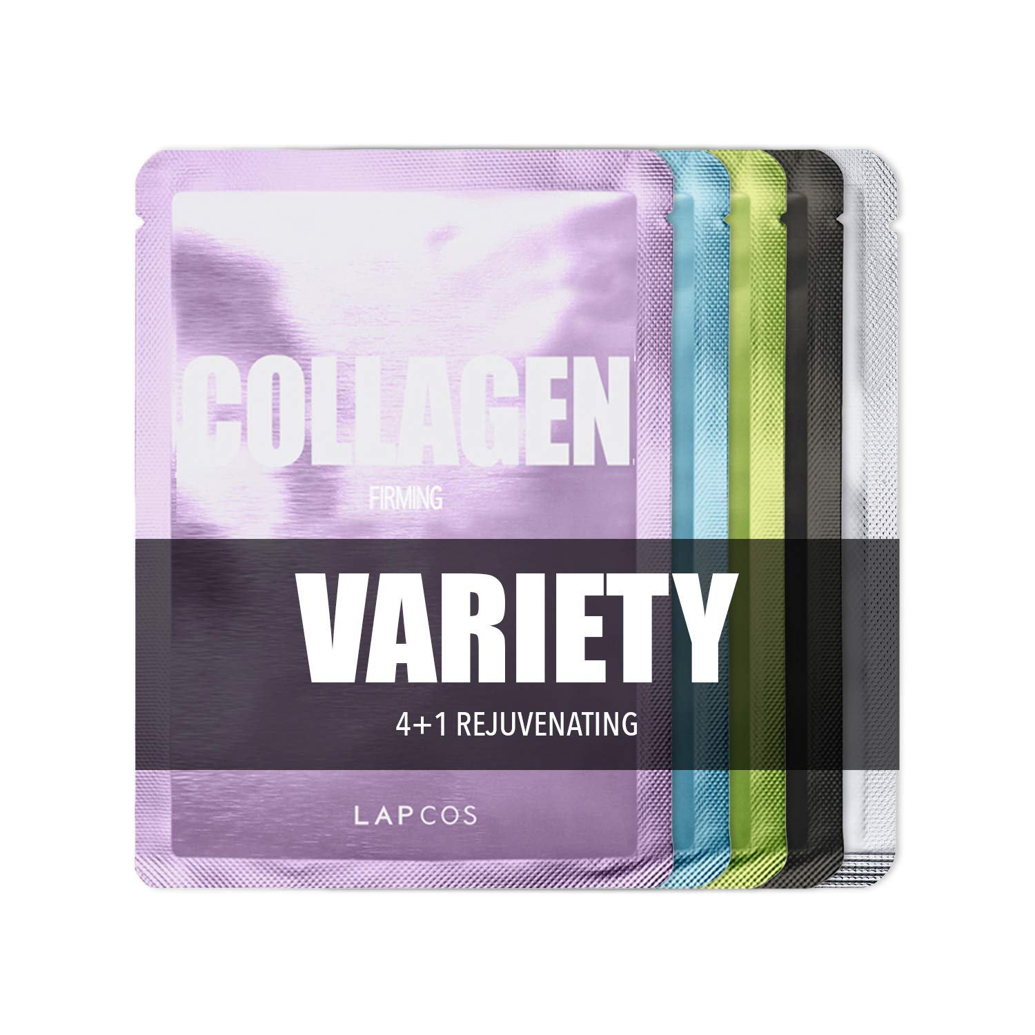 LAPCOS Rejuvenating Sheet Mask Variety Set, Korean Facial Sheet Masks, Moisturizing & Restorative Skincare, 5-Pack