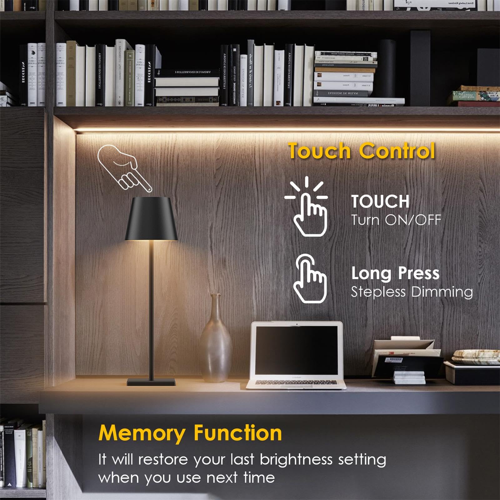 2-Pack LED Cordless Table Lamp, Rechargeable Battery Desk lamp 3W 5500mAh Battery Operated Stepless Dimming Modern Portable Table Light for Restaurant/Bedroom/Outdoor IP54 Waterproof (Off White)