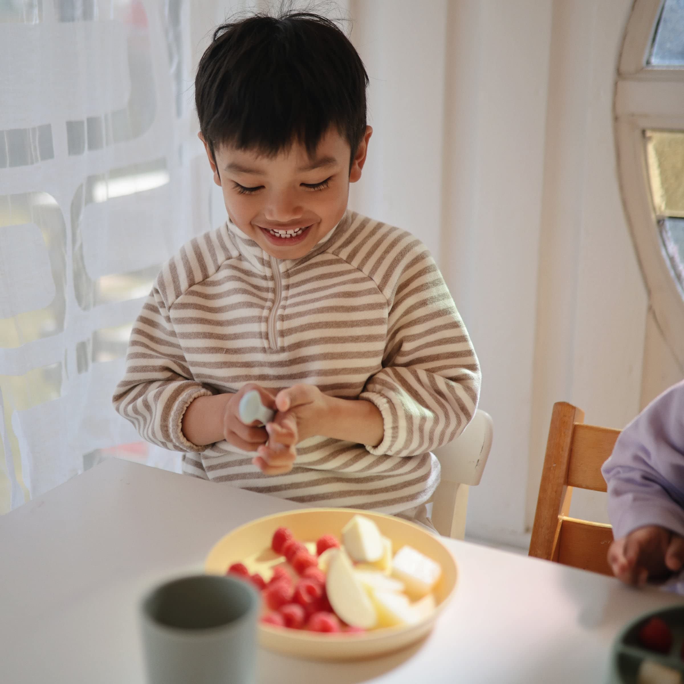 mushie Flatware Fork and Spoon Set for Kids | Made in Denmark (Sage)