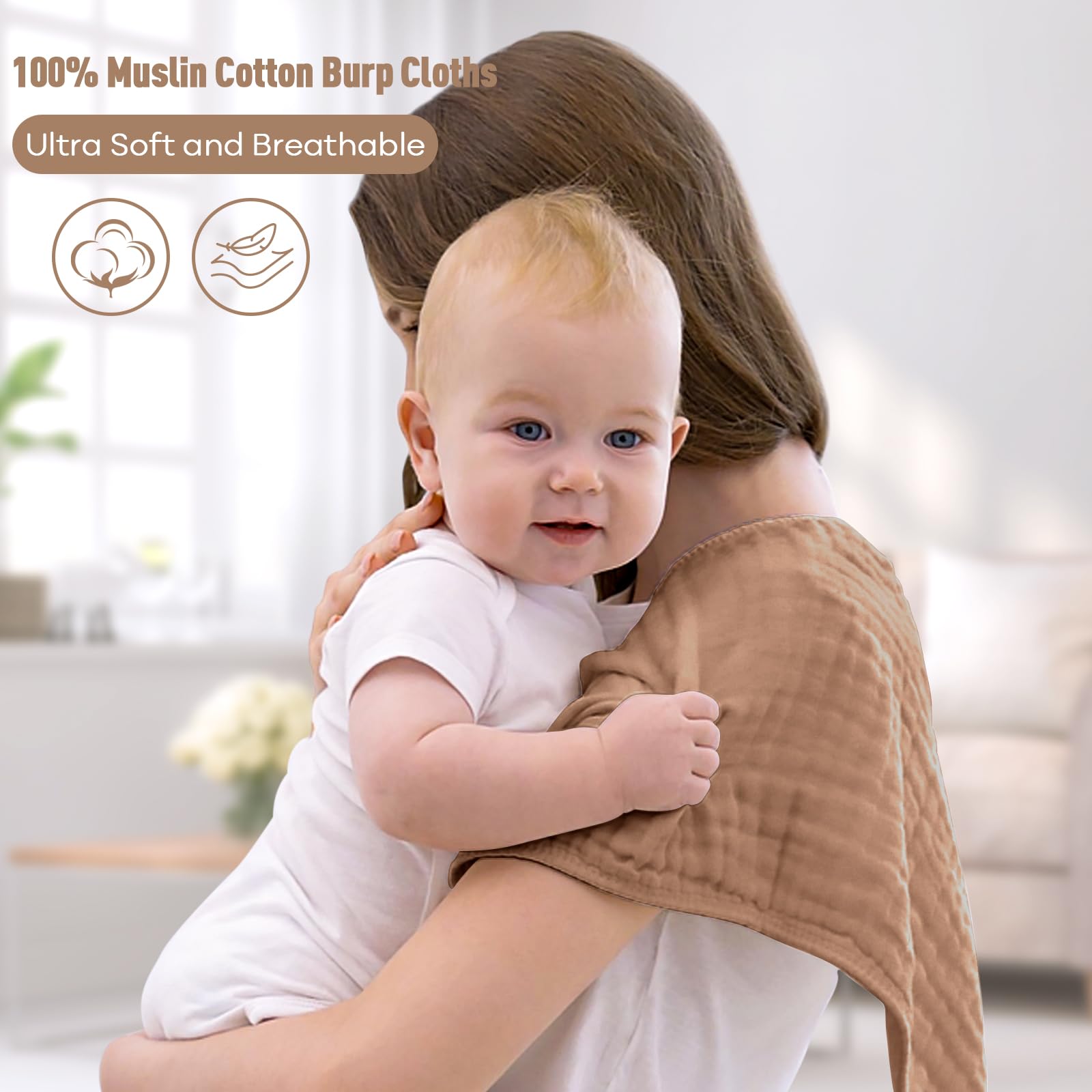 Yoofoss Muslin Burp Cloths for Baby 10 Pack 100% Cotton Baby Washcloths for Boys Girls Large 20&