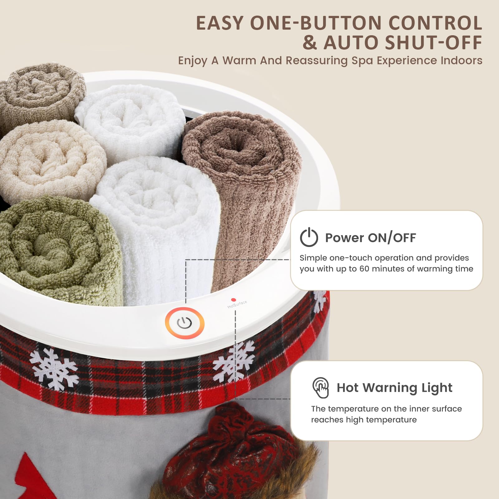 Keenray Towel Warmer, Luxury Towel Warmer Bucket, Large Towel Warmer for Bathroom, Auto Shut Off, Fits Up to Two 40"X70" Oversized Towels, Bathrobes, Blankets, PJ&