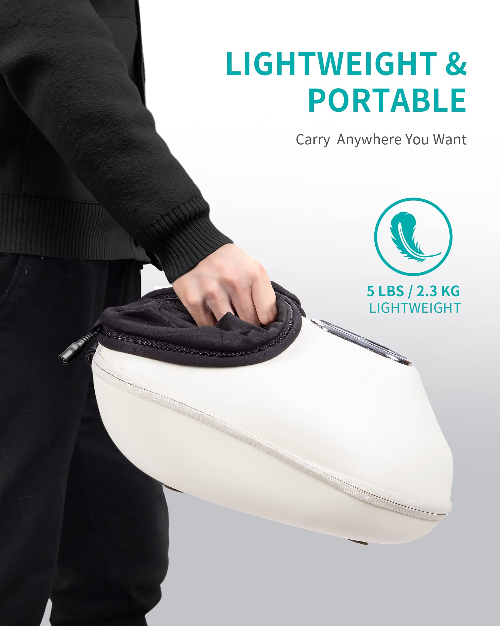 Nekteck Shiatsu Foot Massager Machine with Soothing Heat, Deep Kneading Therapy, Air Compression, Improve Blood Circulation and Foot Wellness,Relax for Home or Office Use(Beige)