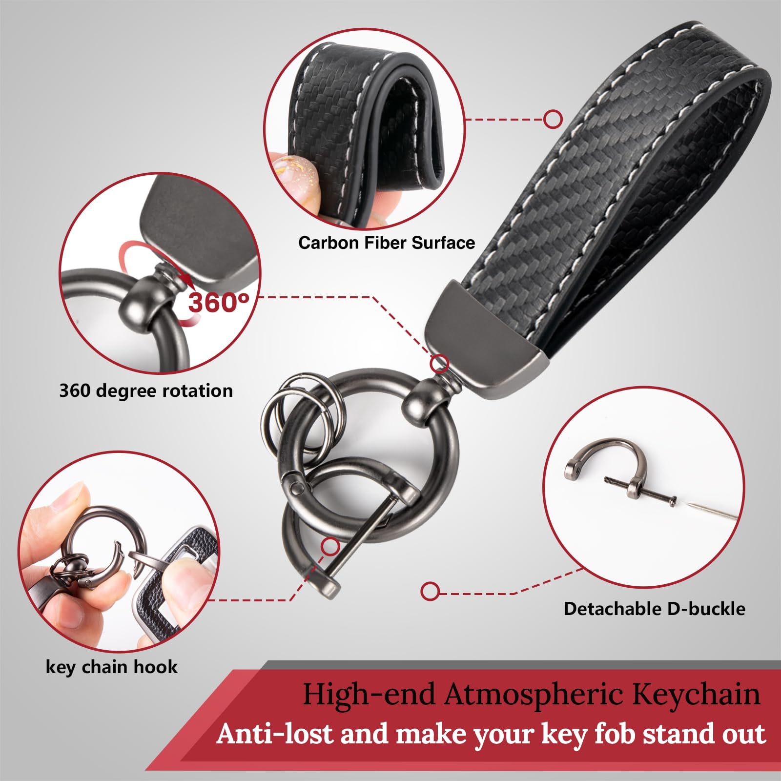 Cadillac Key Fob Cover with Metal Braided Rope Keychain, Upgraded Soft Key Case for 2015-2019 Escalade CTS SRX XT5 ATS STS CT6 (5 Button) (Gold Edge)