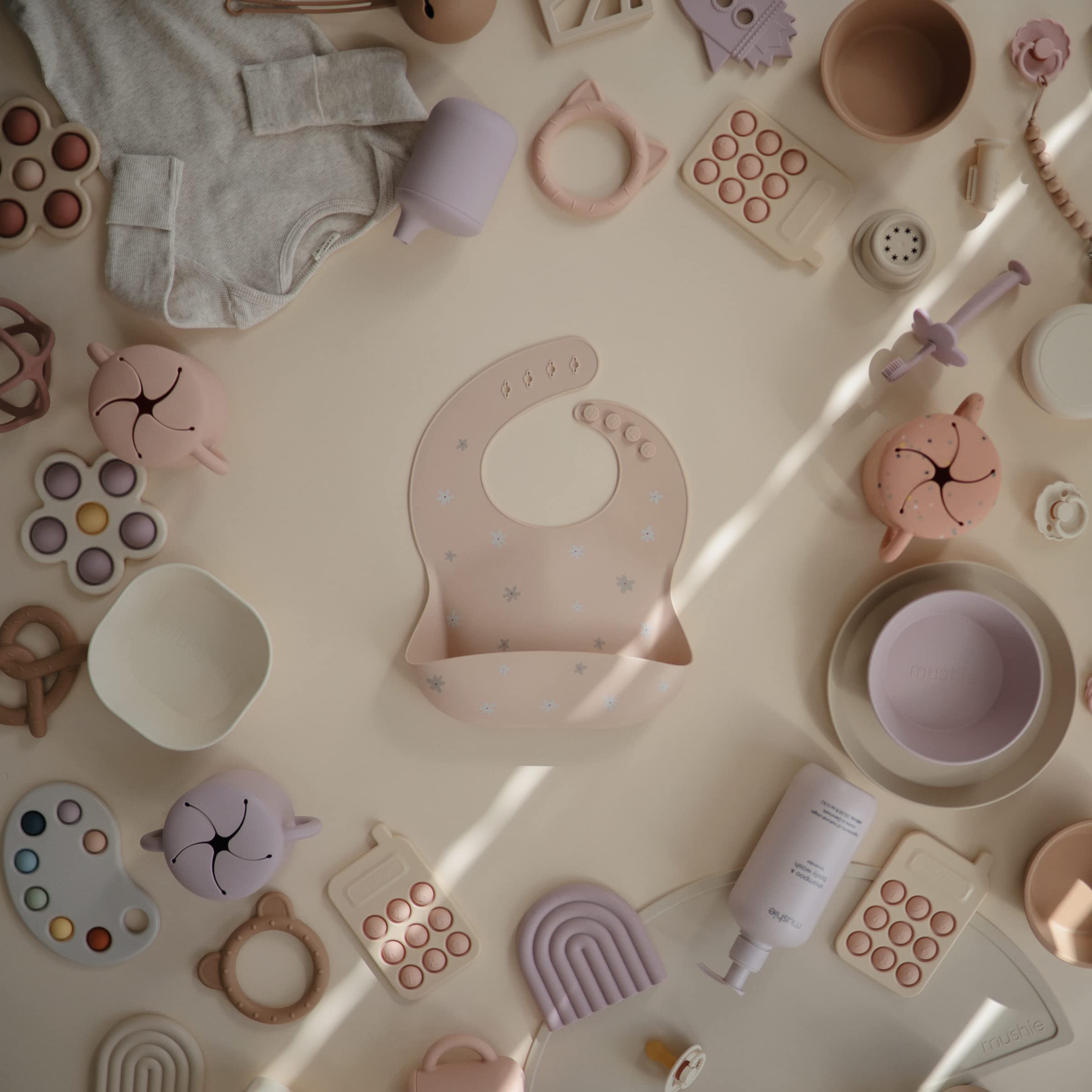 mushie Silicone Baby Bib | Adjustable Fit Waterproof Bibs (Whales)