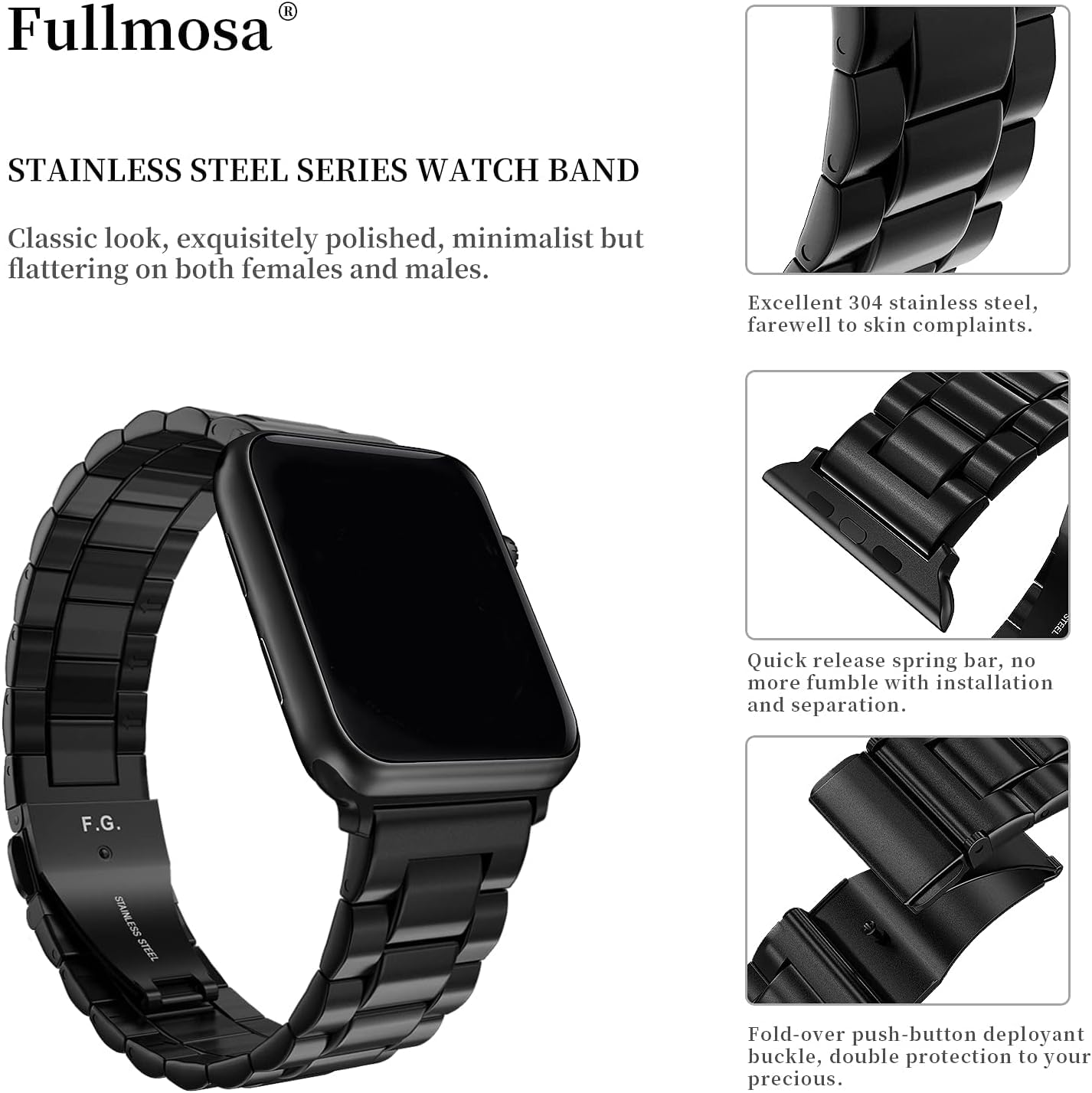 Fullmosa Compatible with Apple Watch Band 49mm 45mm 44mm 42mm 41mm 40mm 38mm, Stainless Steel iWatch Band with Case Compatible for Apple Watch Ultra 2 Ultra Series 10 9 8 7 6 5 4 3 2 1&iWatch SE