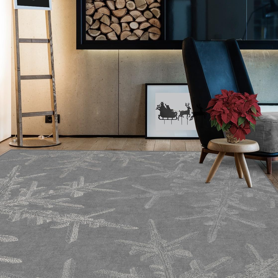 RUGGABLE Winter Plaid Washable Rug - Perfect Holiday Area Rug for Living Room Bedroom Kitchen - Pet & Child Friendly - Stain & Water Resistant - Dress Stewart Tartan Plaid 3&