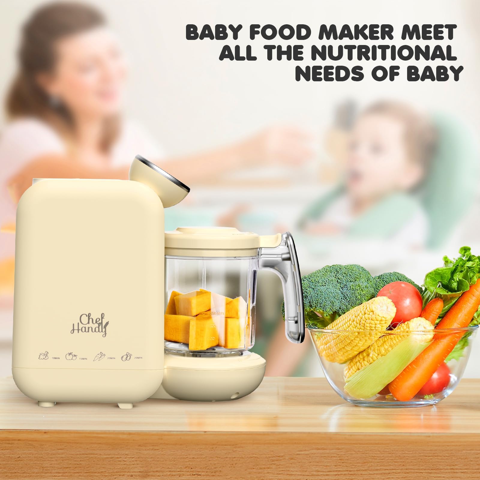 Baby Food Maker | Baby Food Processor with Steaming Basket | Baby Steamer, Blender, and Puree Maker | Milk Warmer Machine | Auto Cooking & Grinding | Touch Screen Control (Green)