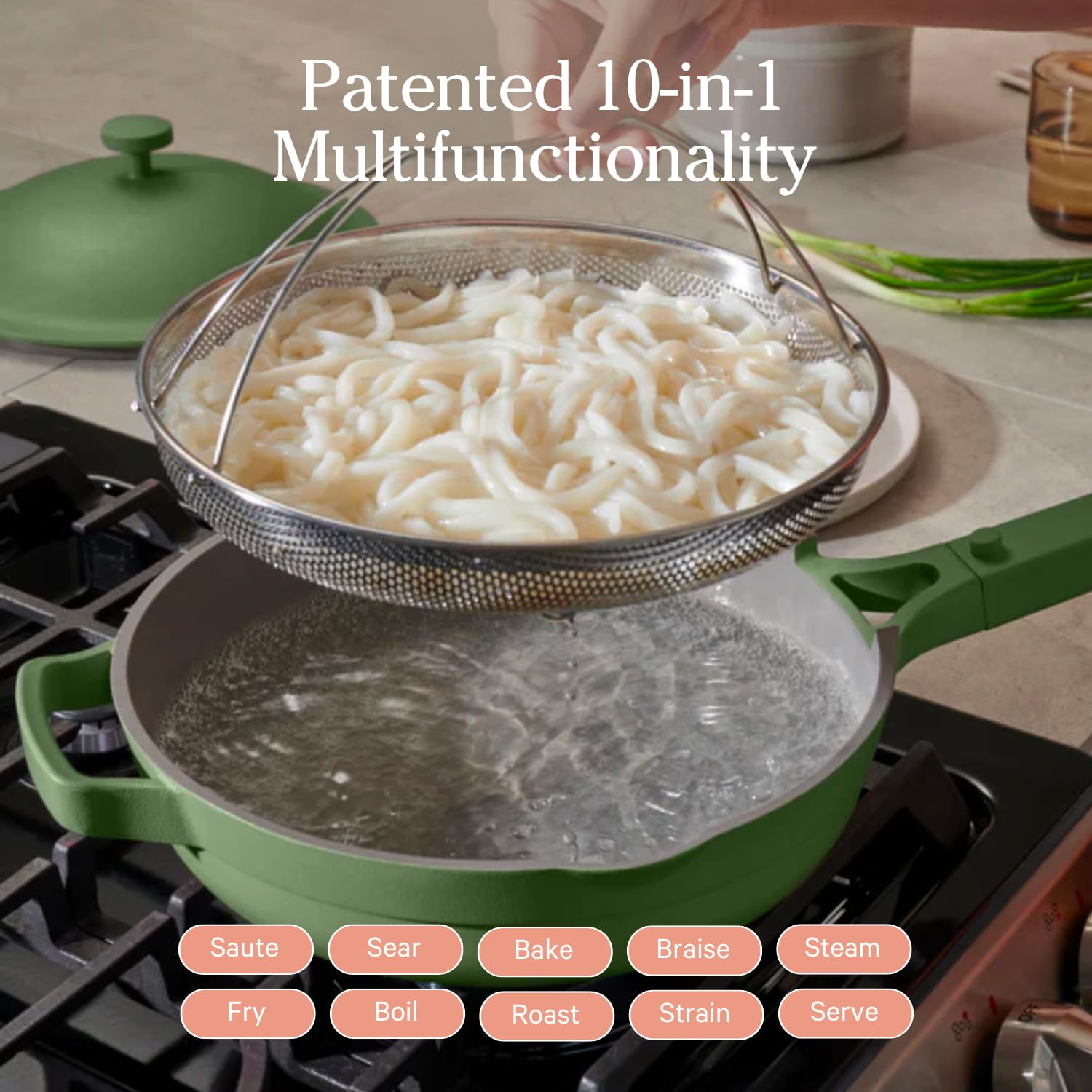 Our Place Always Pan 2.0-10.5-Inch Nonstick, Toxin-Free Ceramic Cookware | Versatile Frying Pan, Skillet, Saute Pan | Stainless Steel Handle | Oven Safe | Lightweight Aluminum Body | Steam