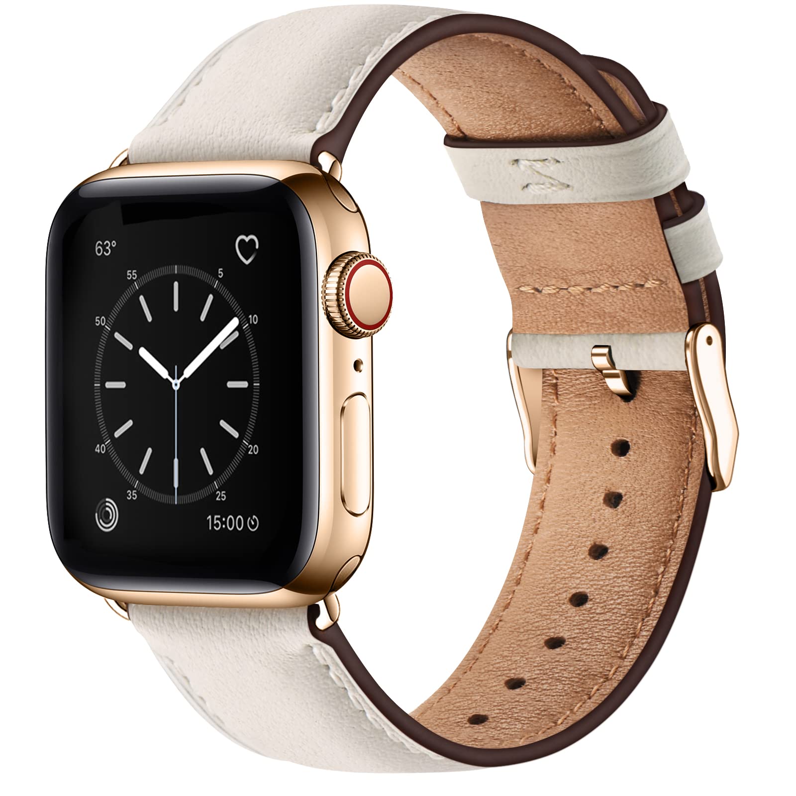 Bestig Compatible with Apple Watch Band 49mm 46mm 45mm 44mm 42mm(Series 3 2 1) Apple Watch Leather Bands Genuine Leather for iWatch Strap Ultra Series 10 9 8 7 6 5 4 SE Women Man-Redbrown/Black