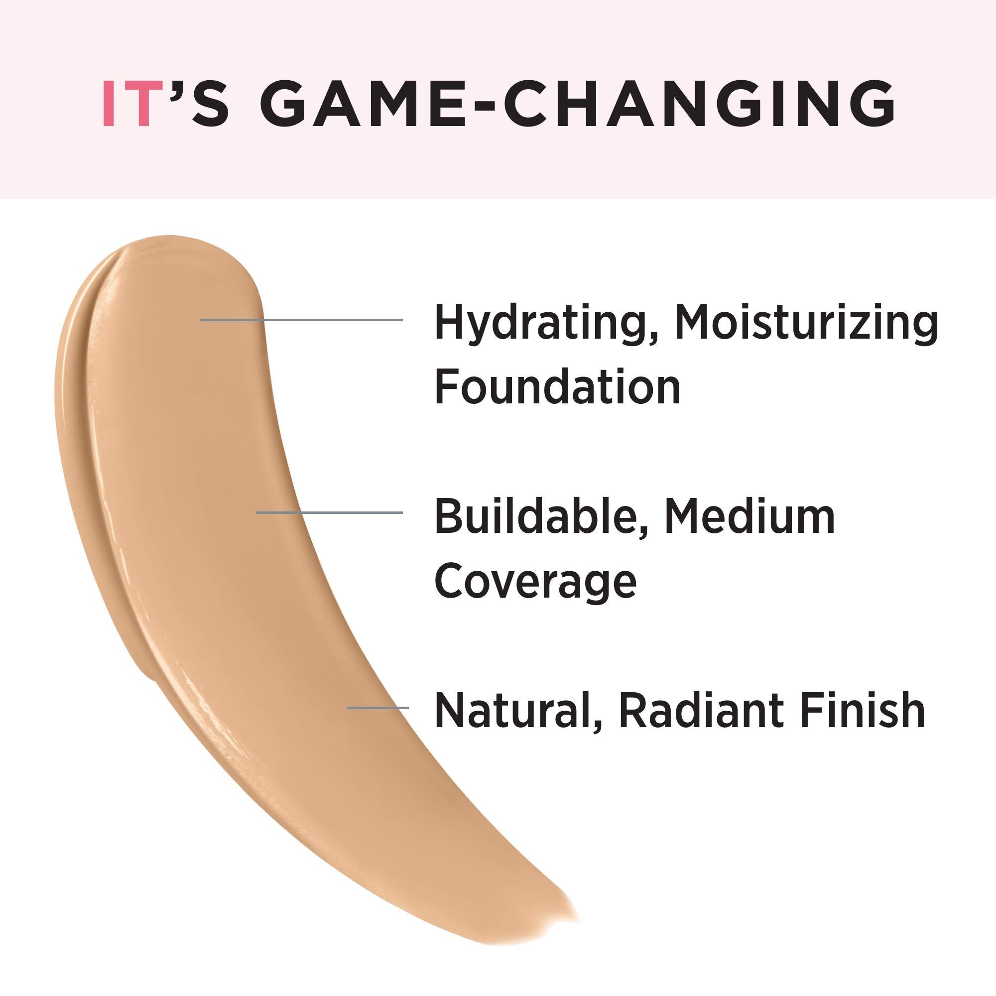 IT Cosmetics Your Skin But Better Foundation + Skincare - Hydrating Medium Buildable Coverage - Minimizes Pores & Imperfections - Natural Radiant Finish - With Hyaluronic Acid - 1.0 fl oz
