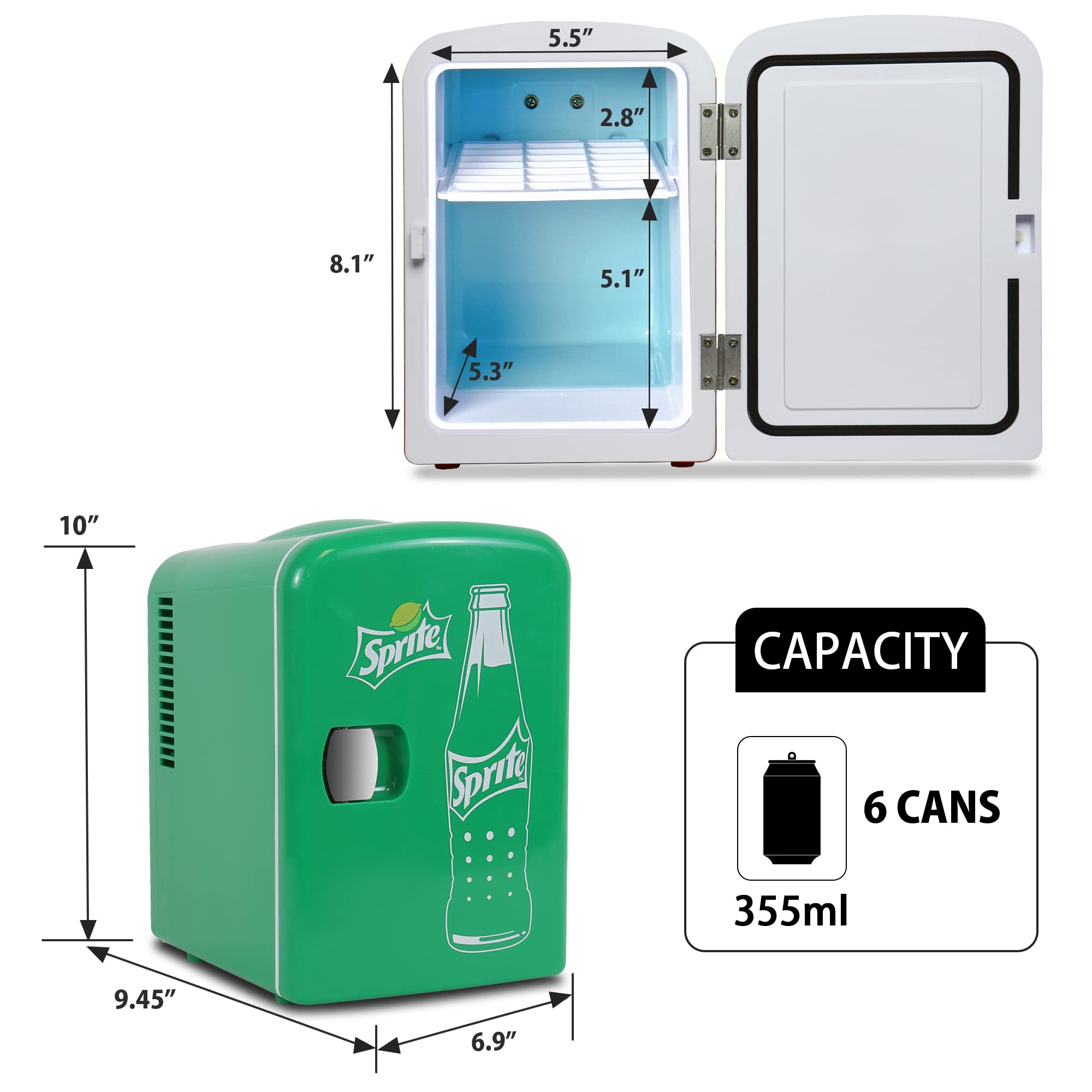 Koolatron Retro Mini Portable Fridge, 4L Compact Refrigerator for Skincare, Beauty Serum, Face Mask, Personal Cooler, Includes 12V Car Adapter, Desktop Accessory for Home Office Dorm Travel, Pink