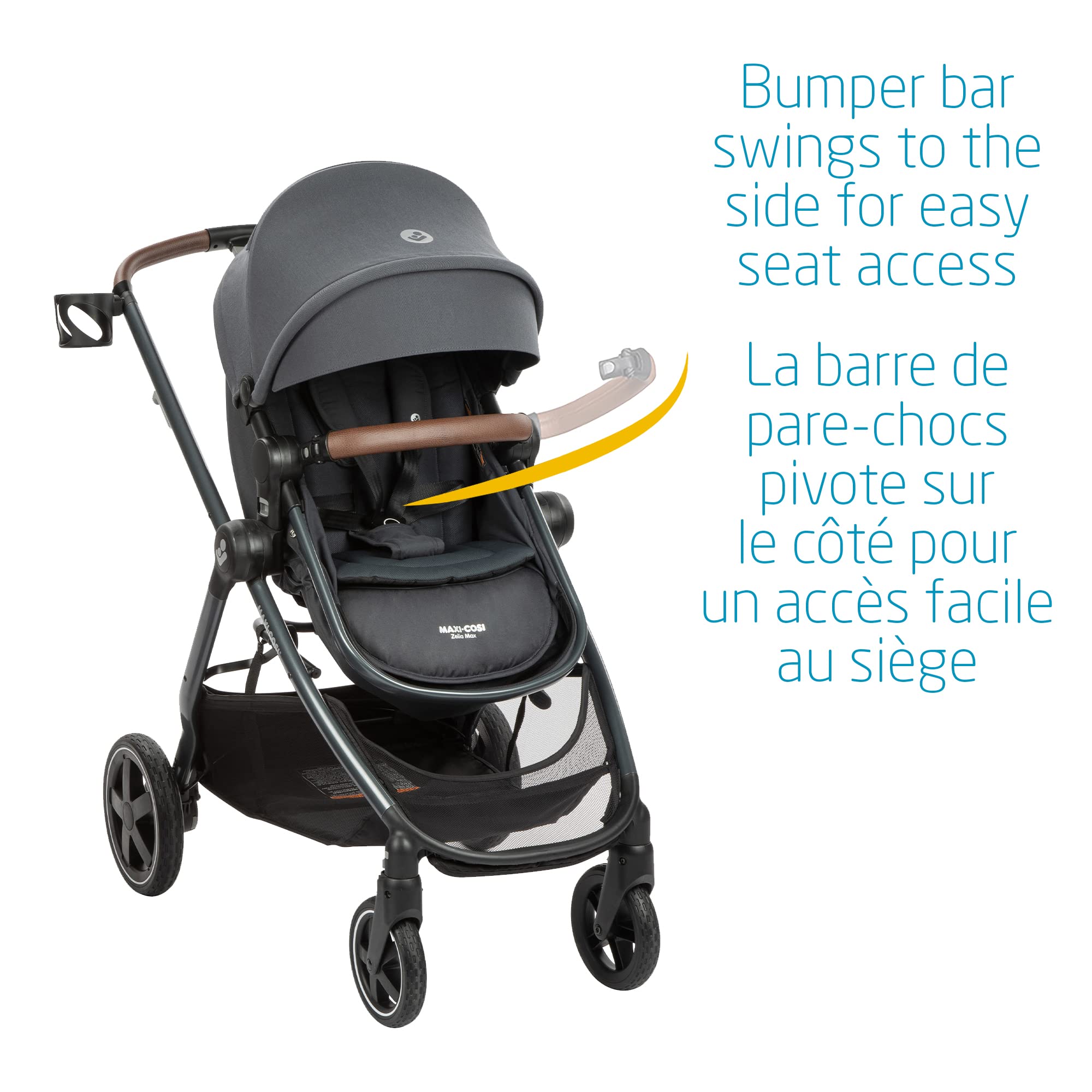 Maxi-Cosi Zelia Max 5-in-1 Modular Travel System, Carraige mode, Reversible toddler seat, Use from birth, Mico infant car seat (included), Polished Pebble