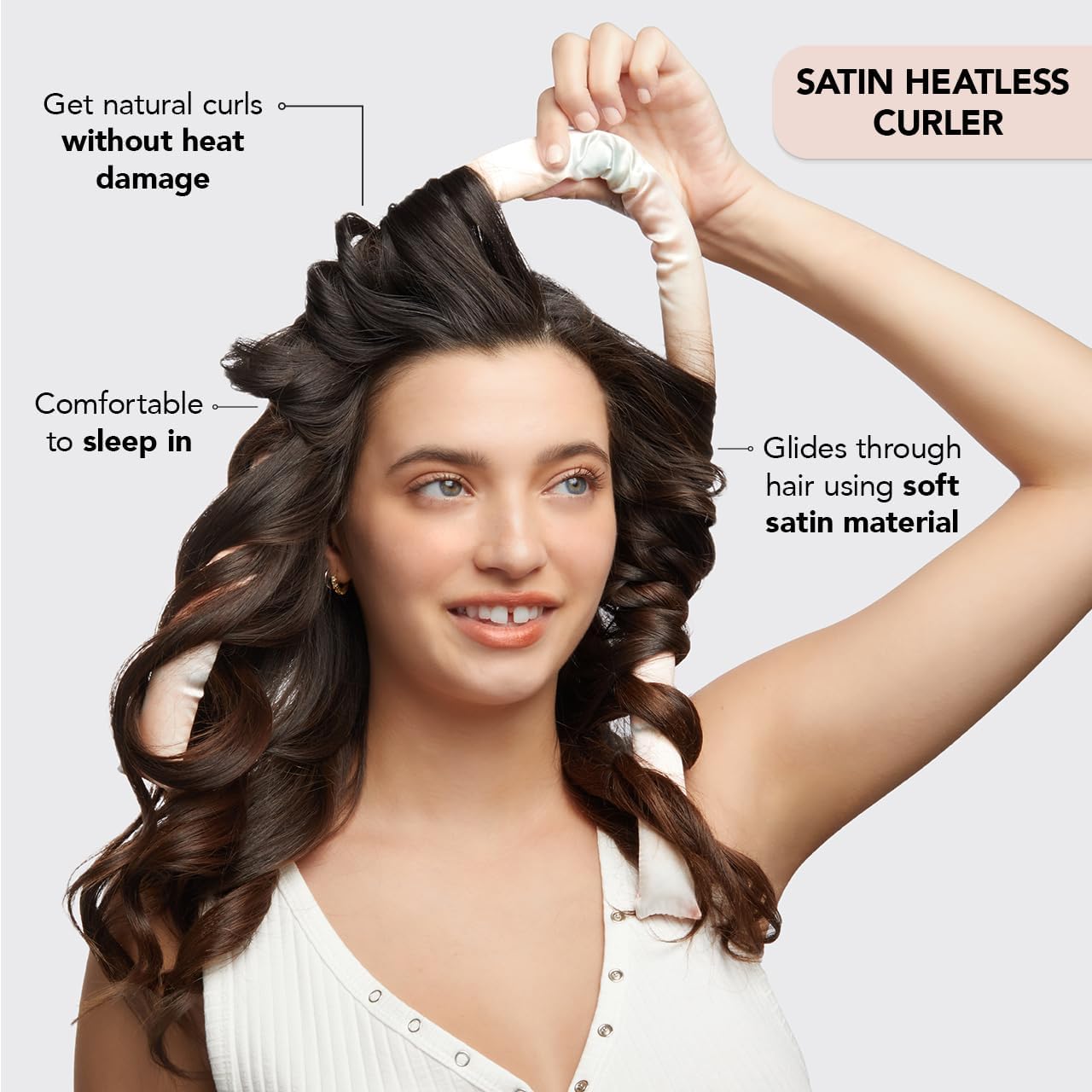 Kitsch Satin Heatless Curling Set for No-Heat Soft Curls | Overnight Hair Curlers & Curling Rod Headband, Frizz-Free Styling | Gentle Rollers for All Hair Types - 1 Pack (Charcoal)