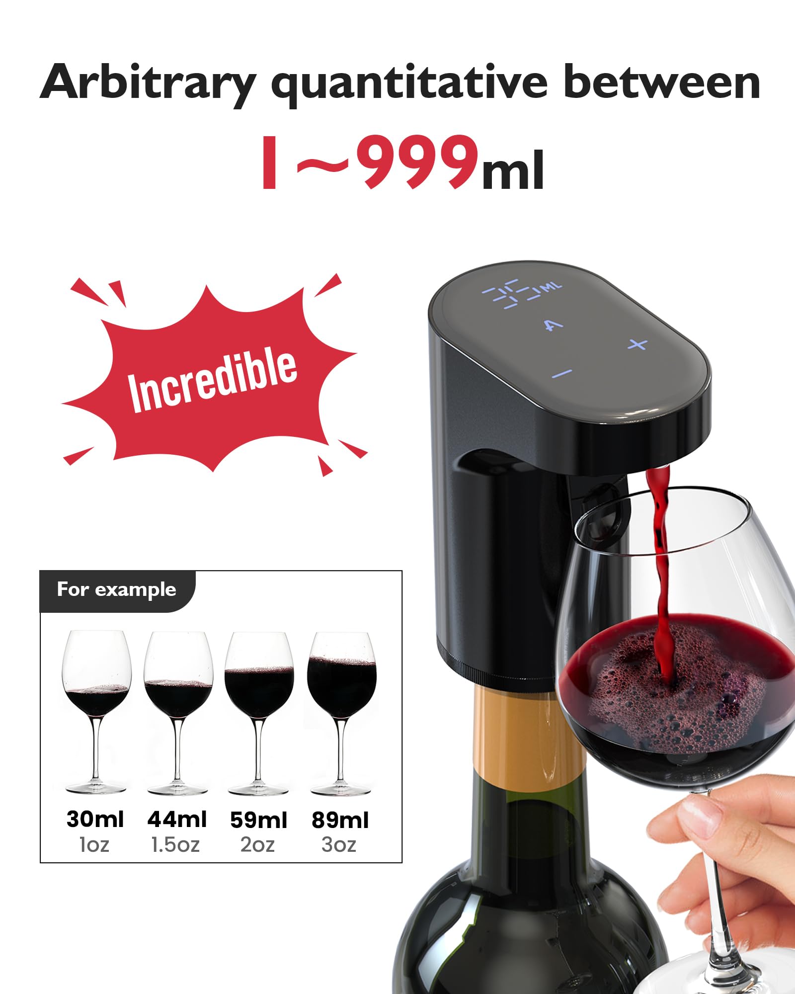 Electric Wine Decanter Aerator Dispenser Pourer Whiskey Adjustable Quantity Liquor Wine Pump Birthday Gift for Men Women Mom Dad Boss Brother Husband Funny Unique Gifts for Him (White)