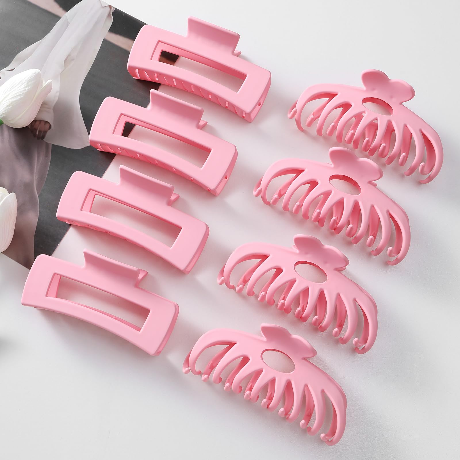 LuSeren Hair Clips for Women 4.3 Inch Large Hair Claw Clips for Women Thin Thick Curly Hair, Big Matte Banana Clips,Strong Hold jaw clips,Neutral Colors