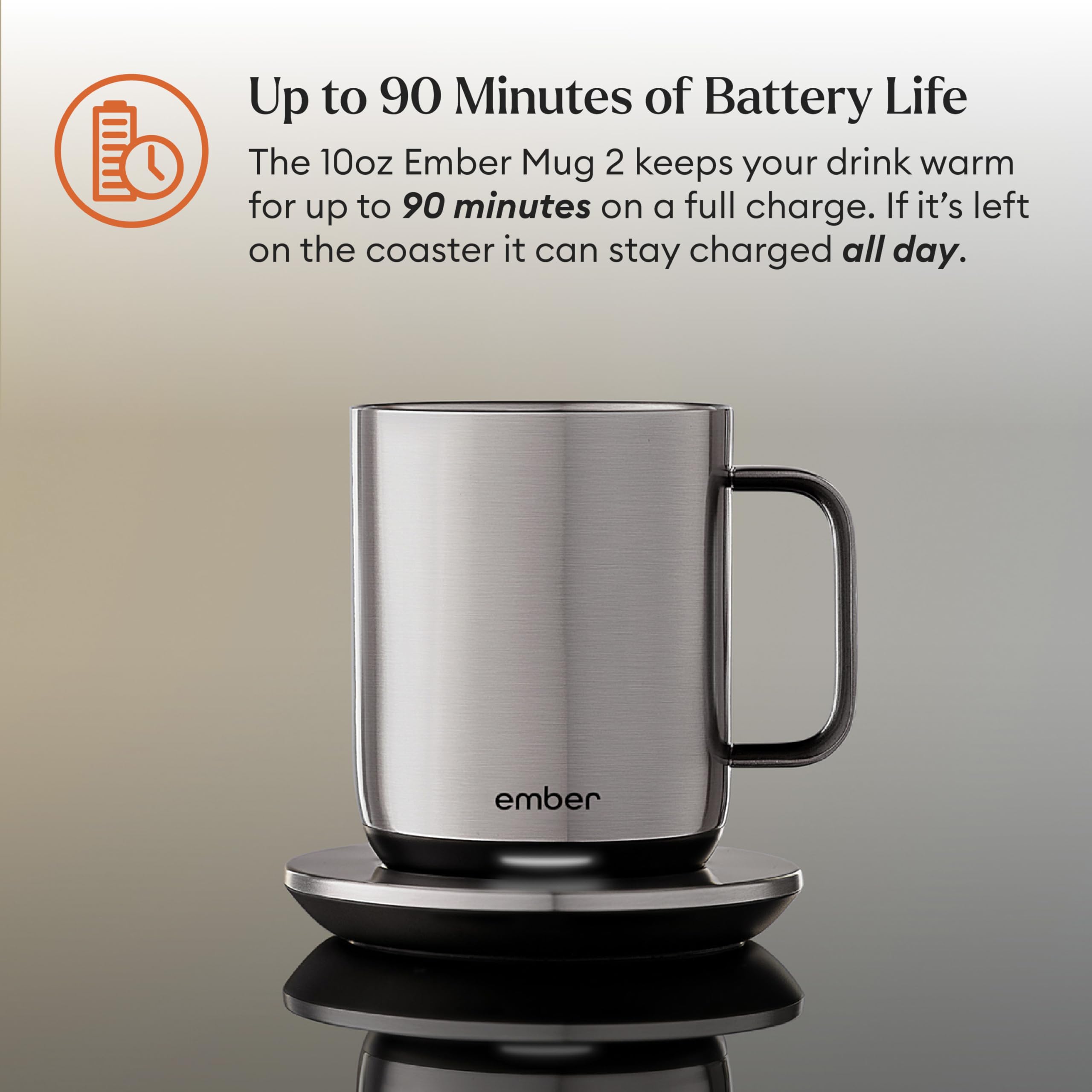 Ember Temperature Control Smart Mug 2, 14 Oz, App-Controlled Heated Coffee Mug with 80 Min Battery Life and Improved Design, White