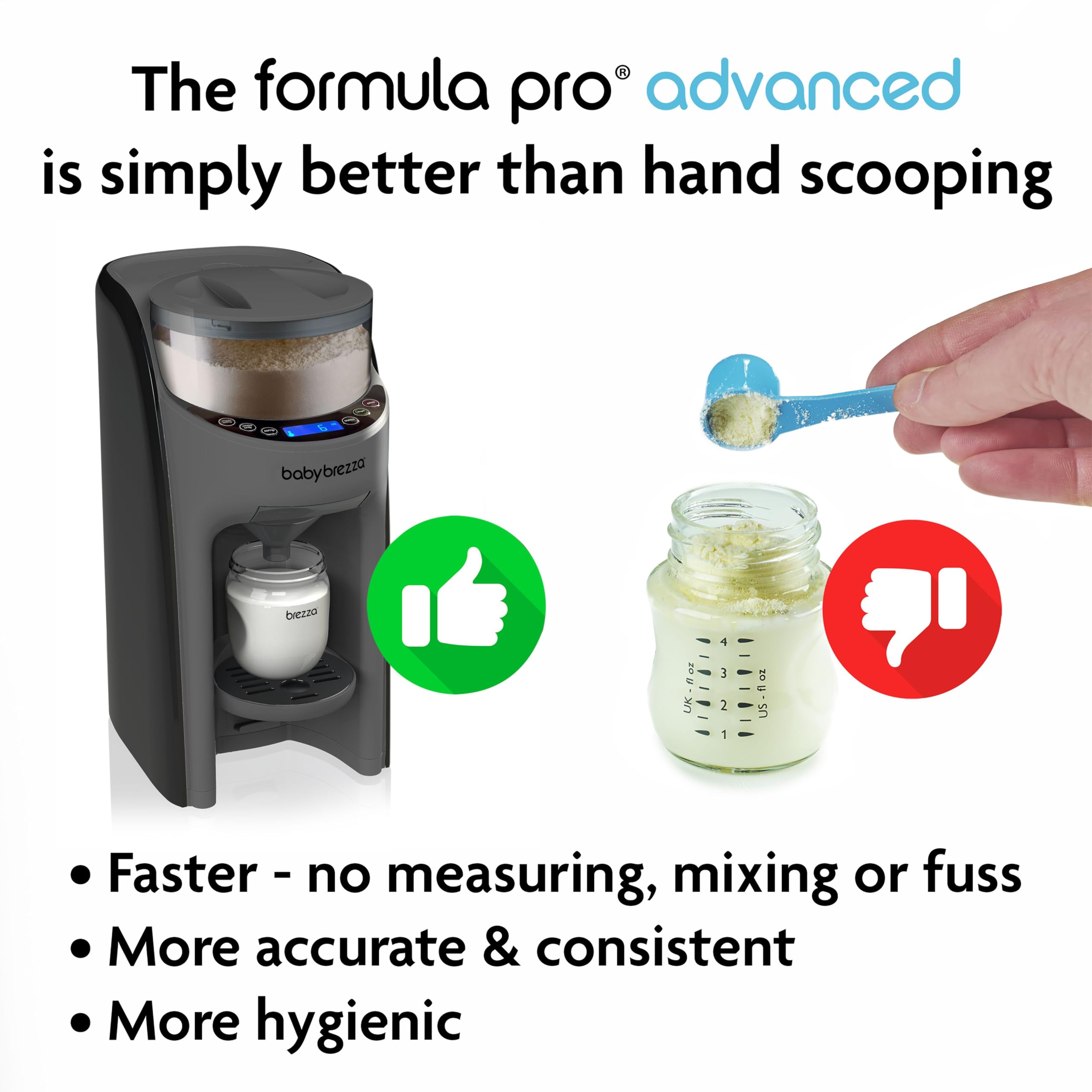 Baby Brezza New and Improved Formula Pro Advanced Formula Dispenser Machine - Automatically Mix a Warm Formula Bottle Instantly - Easily Make Bottle with Automatic Powder Blending, Charcoal