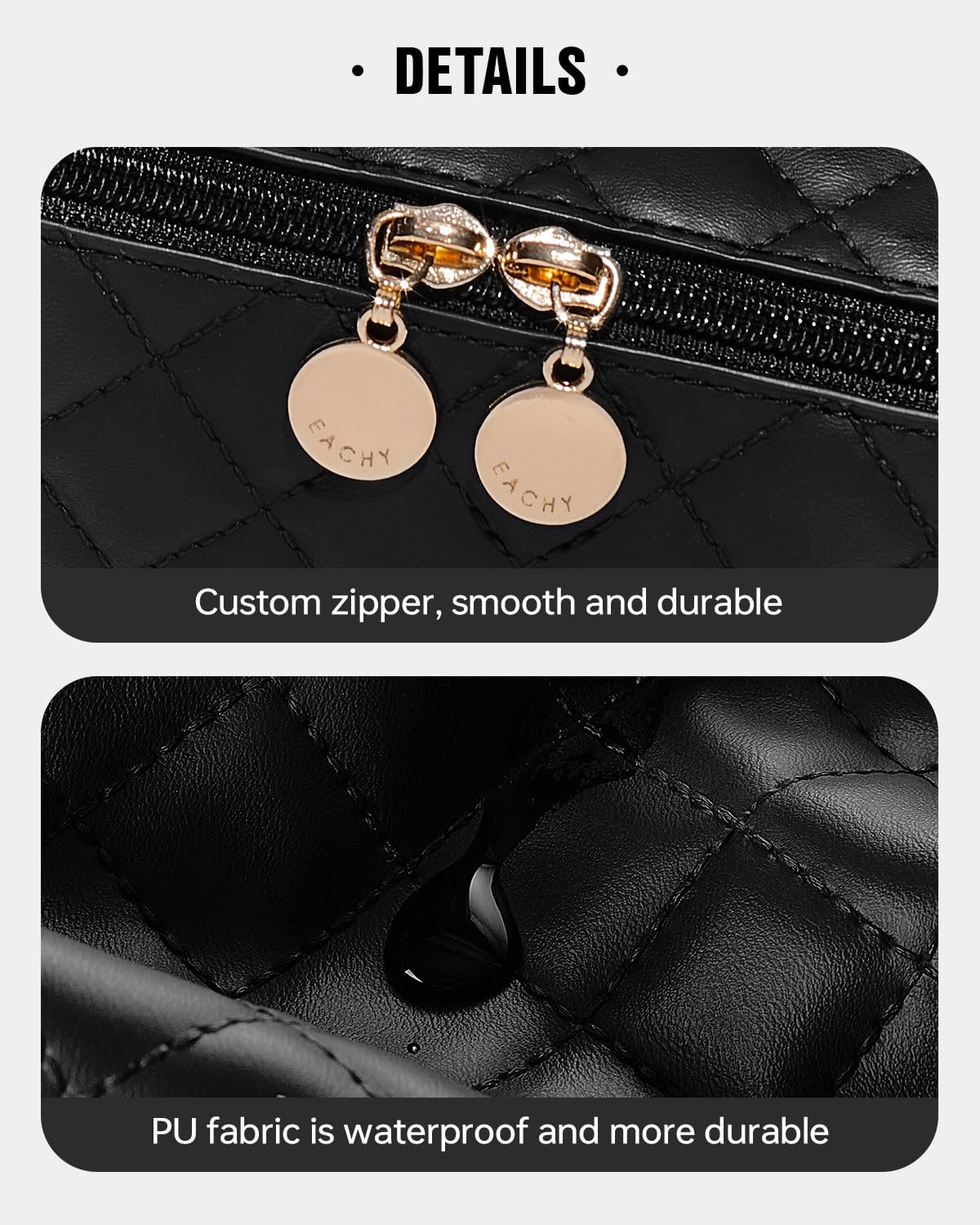 EACHY Travel Makeup Bag,Large Capacity Cosmetic Bags for Women,Waterproof Portable Pouch Open Flat Toiletry Bag Make up Organizer with Divider and Handle