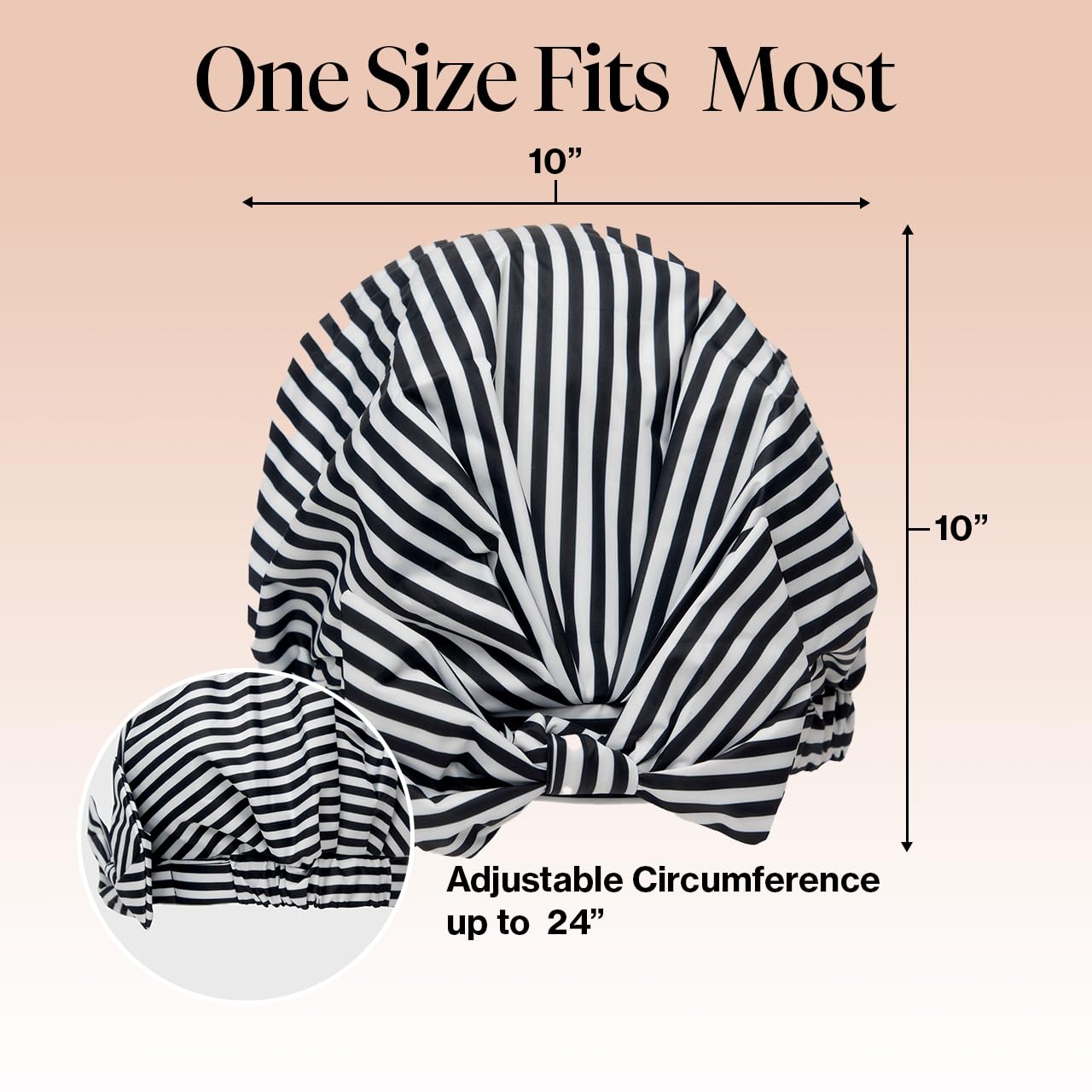 Kitsch Luxury Shower Cap for Women - Reusable Shower Cap for Long Hair with Non Slip Silicon Grip | Waterproof Hair Cap for Shower with One Size Fits Most | Stylish Hair Cover for Shower (Blush Dot)