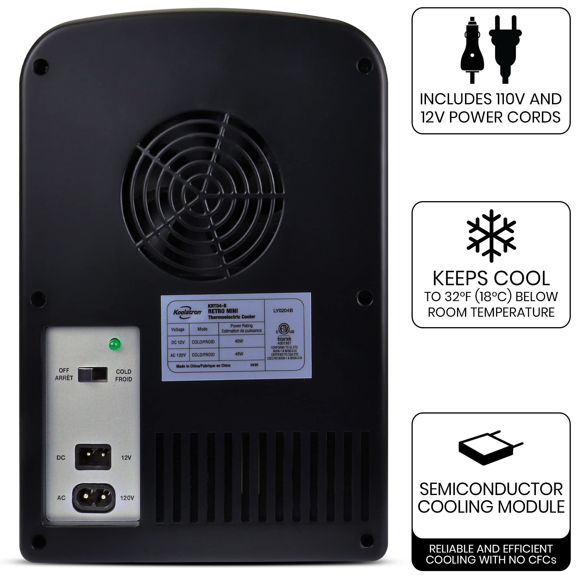 Koolatron Retro Mini Portable Fridge, 4L Compact Refrigerator for Skincare, Beauty Serum, Face Mask, Personal Cooler, Includes 12V Car Adapter, Desktop Accessory for Home Office Dorm Travel, Pink