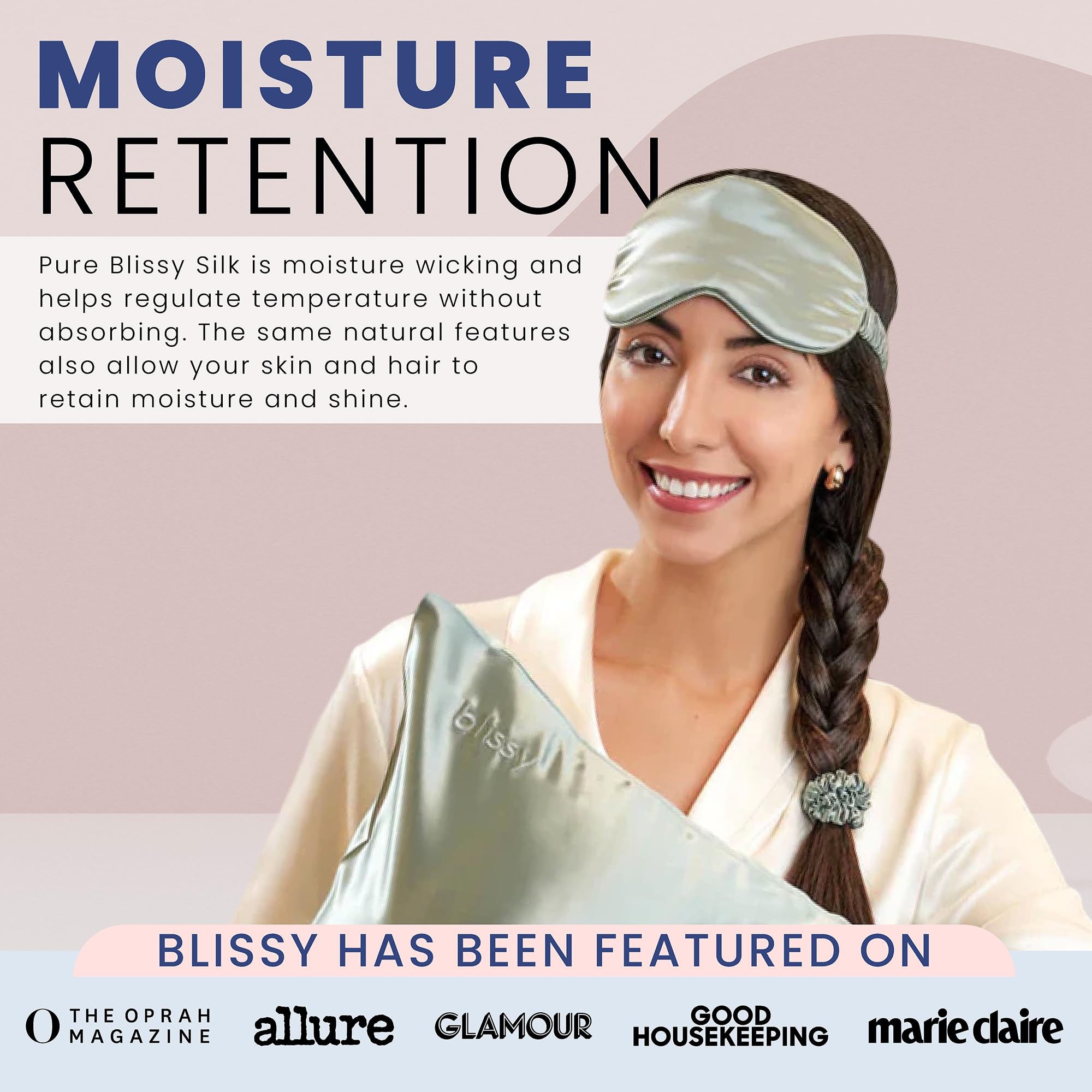 Blissy Silk Sleep Mask - Silk Eye Sleeping Mask for Women & Men for Total Blackout - 100% Pure Mulberry Silk, 22 Momme 6a Fibers - Blindfold Silk Sleep Mask Side Sleeper Eye Cover (Plum)