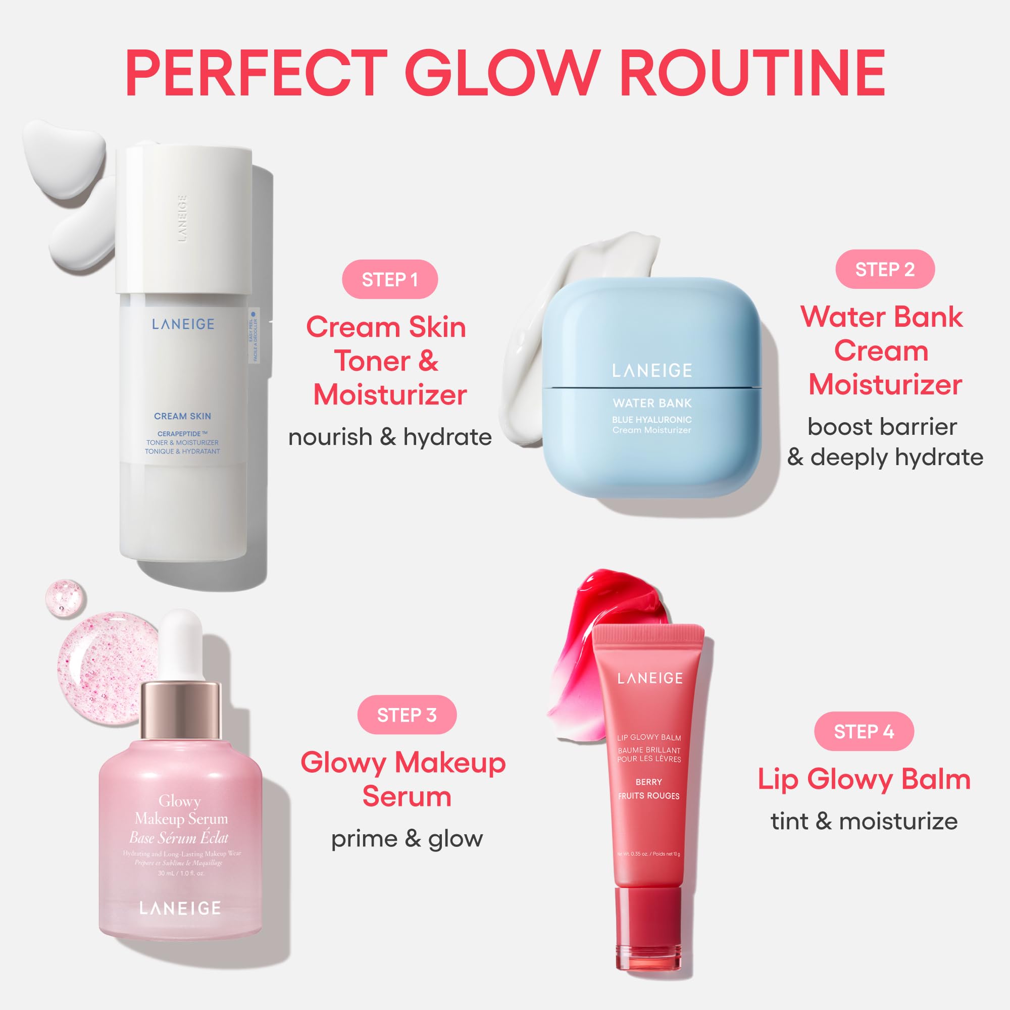 LANEIGE Glowy Makeup Serum: Makeup Primer, Hydrating Face Serum for Visbly Smooth & Glowy Dewy Skin, Highlighting